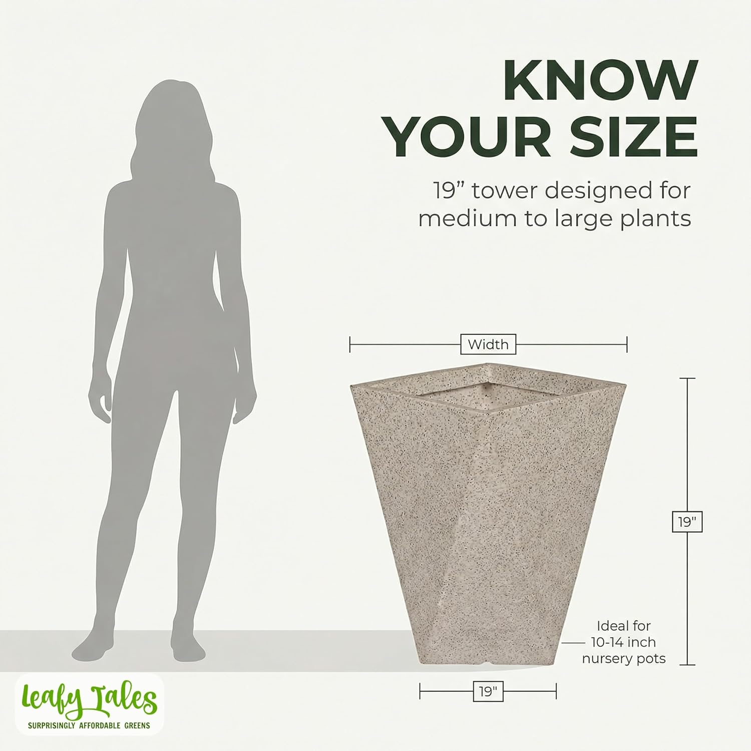 Leafy Tales Modern Diamond Tower Planter for Home Décor 19 INCH, Highly Durable,Lightweight Indoor Outdoor Planter, Flower Pot Gamla