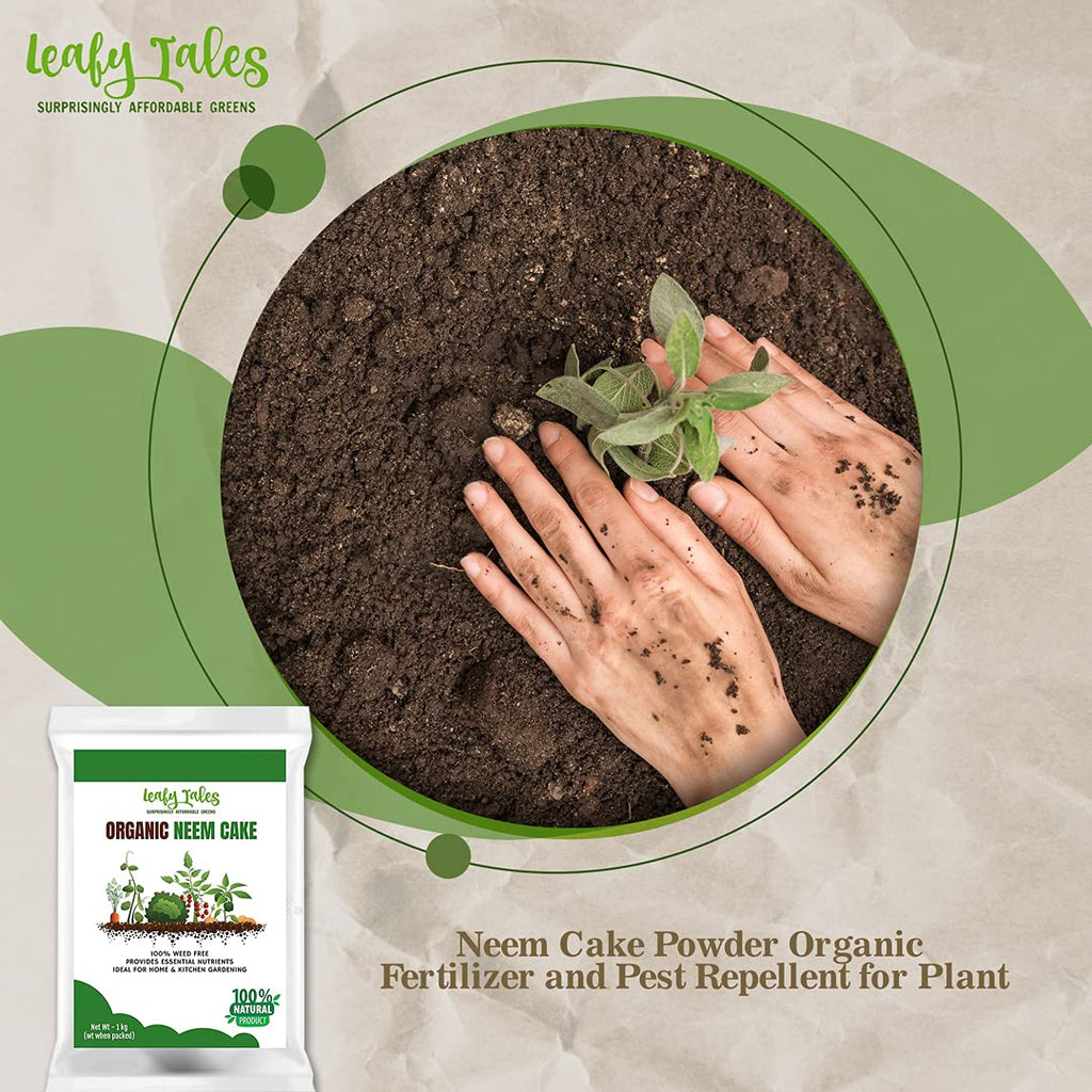 Leafy Tales Organic Neem Cake Powder for Plants 2kg - 100% Natural Neem Khali Fertilizer & Pest Repellent | Soil Conditioner & Growth Booster for Indoor and Outdoor Home Garden