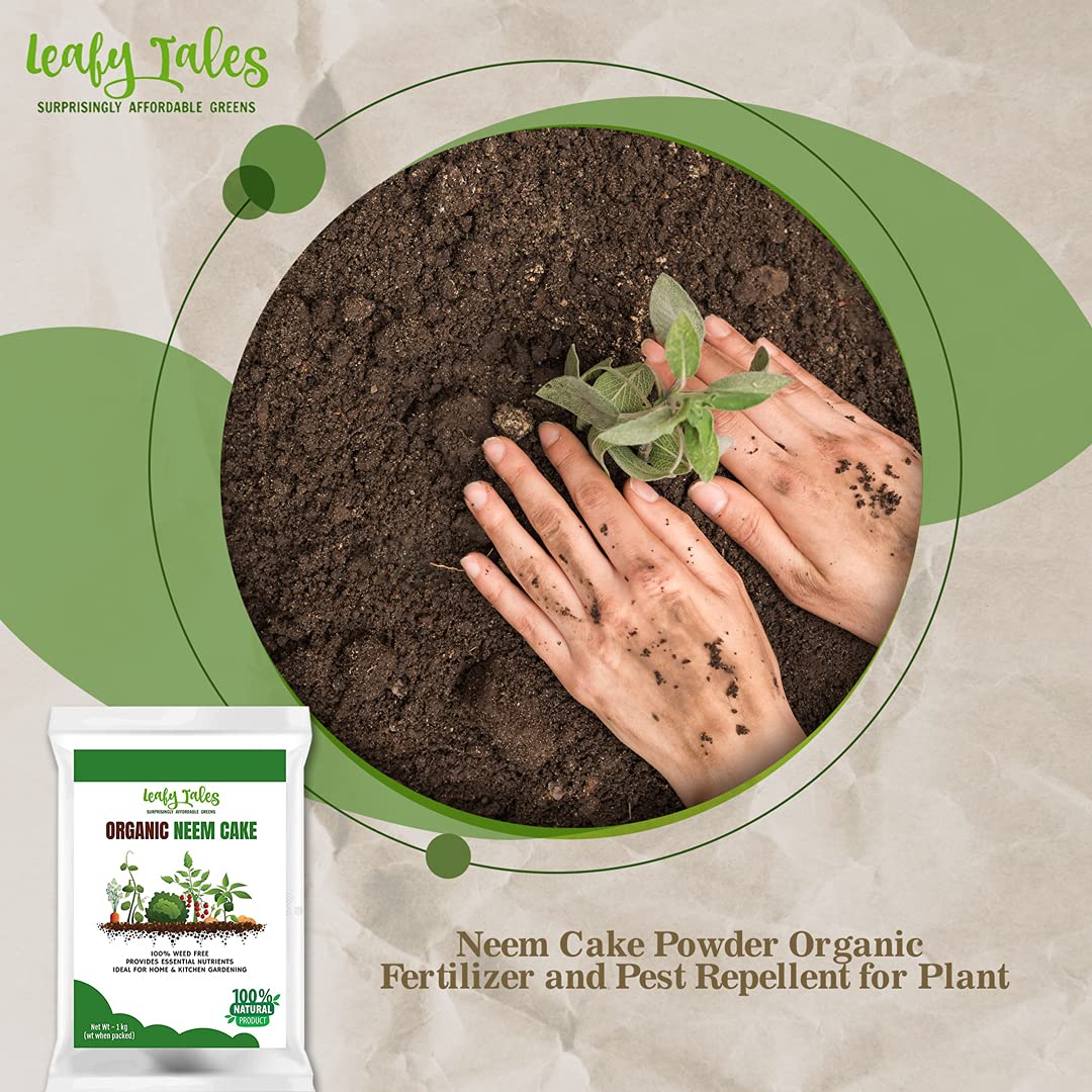 Leafy Tales Organic Neem Cake Powder for Plants 2kg - 100% Natural Neem Khali Fertilizer & Pest Repellent | Soil Conditioner & Growth Booster for Indoor and Outdoor Home Garden