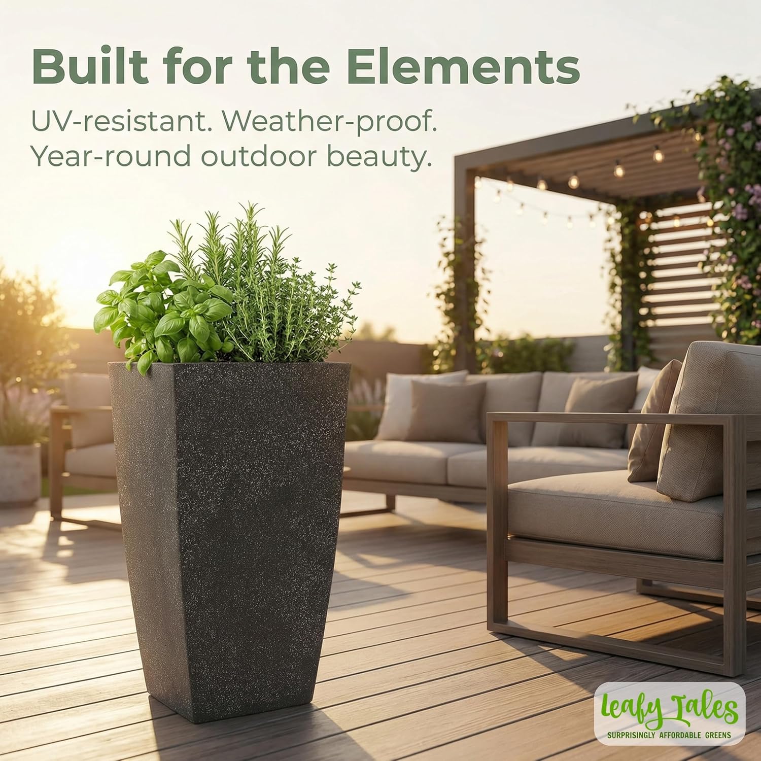 Leafy Tales Modern Roto Square Tower Planter for Home Décor 24 INCH, Highly Durable,Lightweight Indoor Outdoor Planter, Flower Pot Gamla