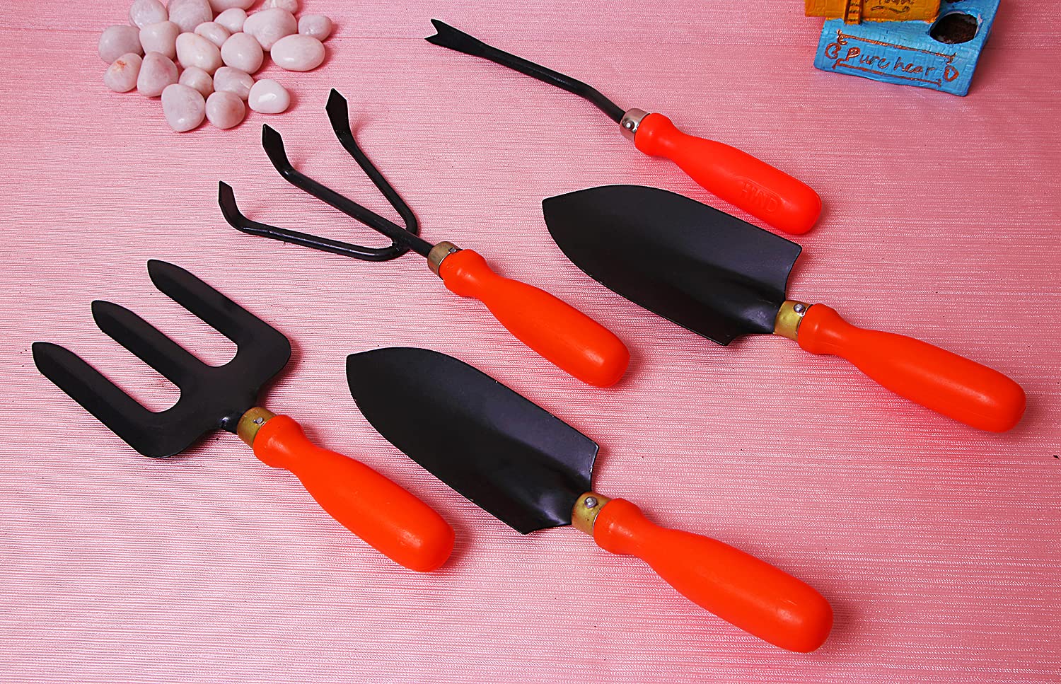 Leafy Tales Gardening Hand Tools Set - 5 Pieces (Cultivator, Big and Small Trowel, Weeder, Fork) | Tools for Home Garden | Durable Plant Tool Kit | Farming Tools