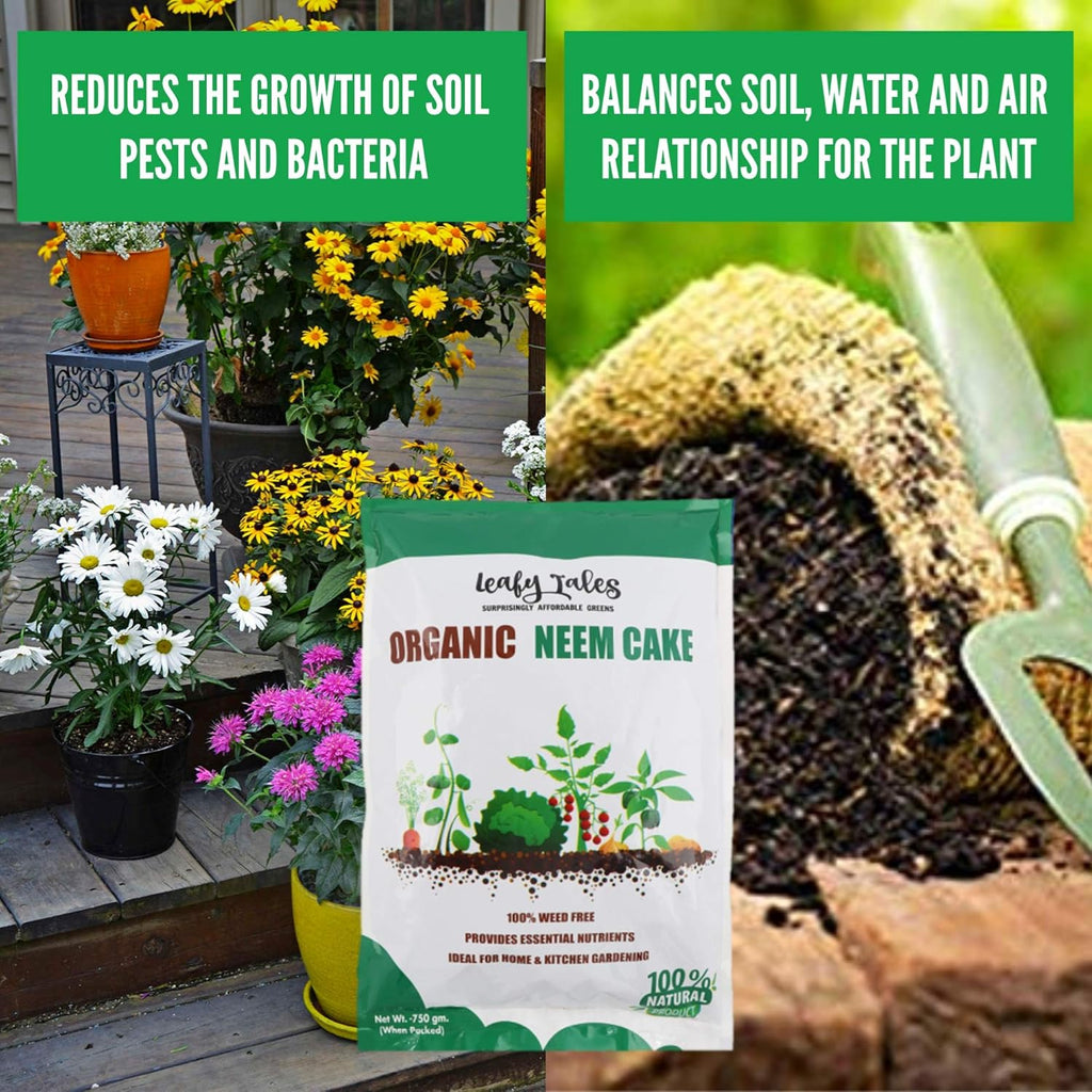 Leafy Tales Organic Neem Cake Powder for Plants 5kg - 100% Natural Neem Khali Fertilizer & Pest Repellent | Soil Conditioner & Growth Booster for Indoor and Outdoor Home Garden