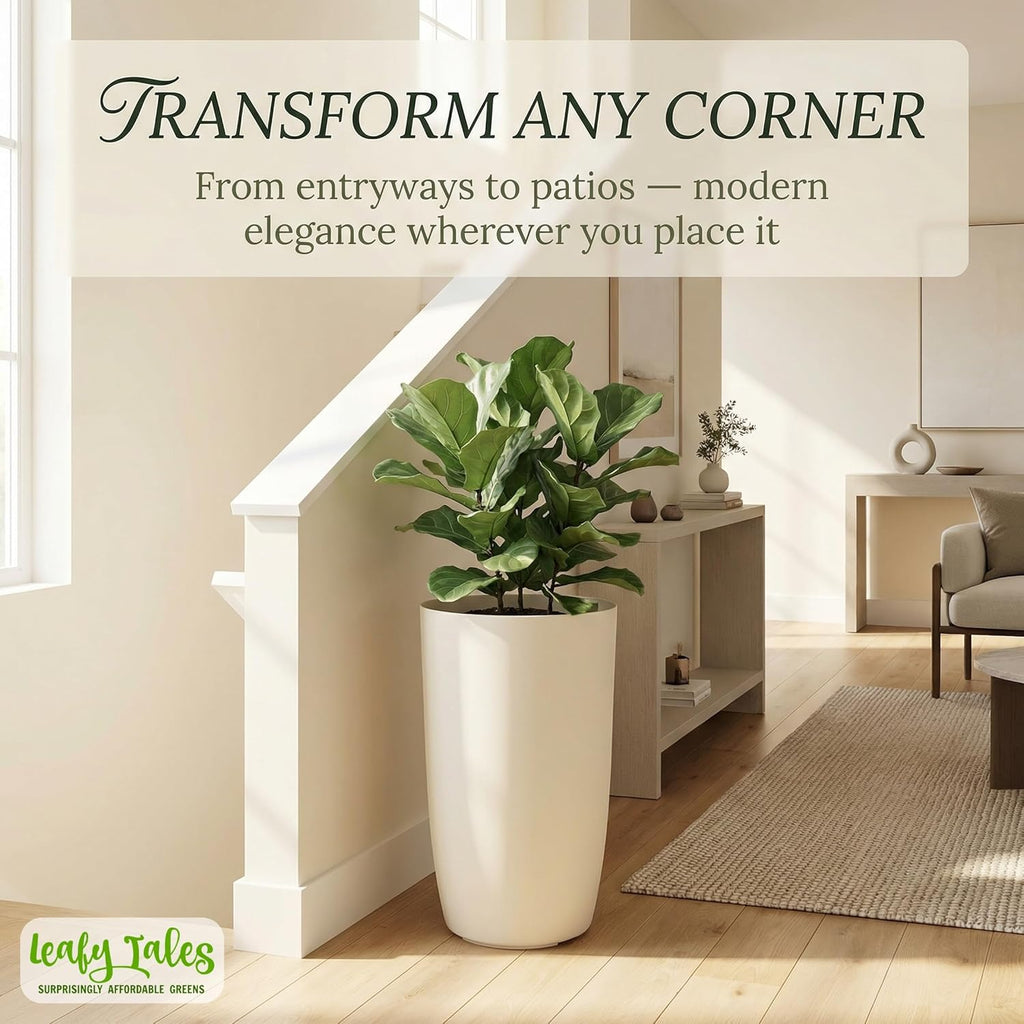 Leafy Tales Modern Round Tower Planter for Home Décor 14 INCH, Highly Durable,Lightweight Indoor Outdoor Planter, Flower Pot Gamla, Pot for Balcony Garden, Vegetables, Flowers & Greenery