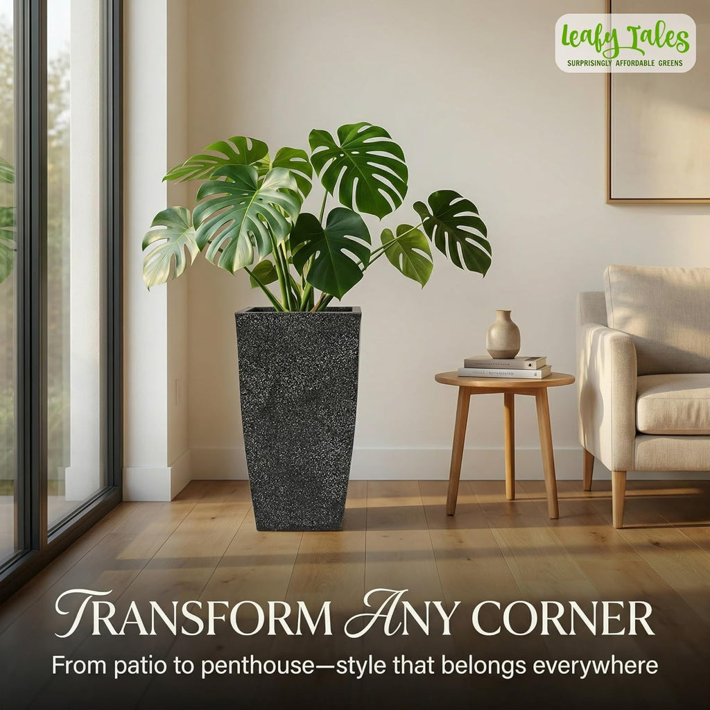 Leafy Tales Modern Roto Square Tower Planter for Home Décor 24 INCH, Highly Durable,Lightweight Indoor Outdoor Planter, Flower Pot Gamla