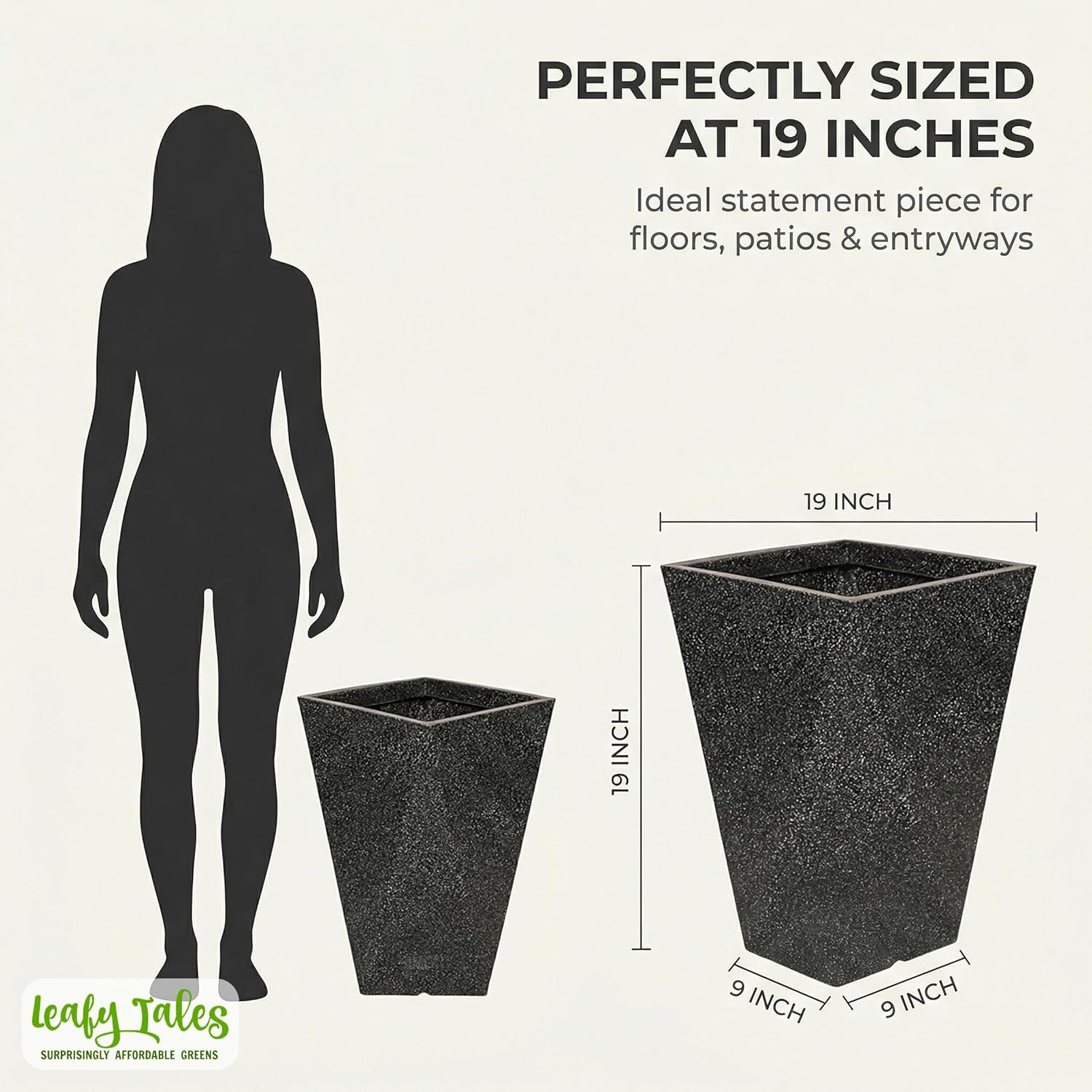 Leafy Tales Modern Diamond Tower Planter for Home Décor 19 INCH, Highly Durable,Lightweight Indoor Outdoor Planter, Flower Pot Gamla