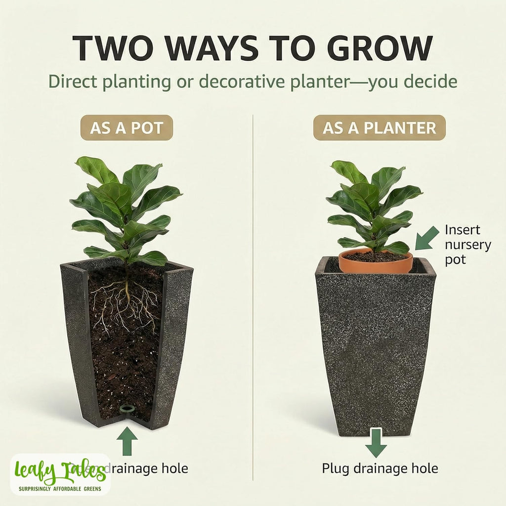 Leafy Tales Modern Roto Square Tower Planter for Home Décor 24 INCH, Highly Durable,Lightweight Indoor Outdoor Planter, Flower Pot Gamla