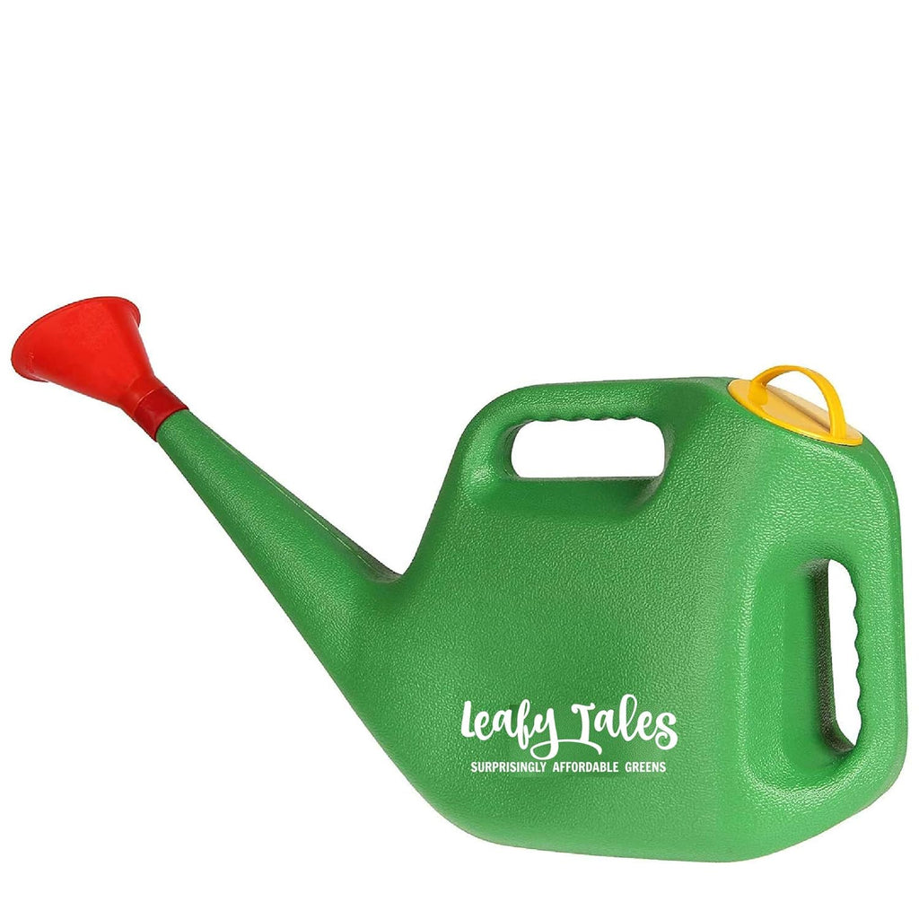 Leafy Tales 5 Litre Plastic Watering Can for Plants - Ergonomic Garden Water Can with Detachable Sprinkler - Lightweight & Durable Green Water Shower for Indoor Houseplants, Balcony & Outdoor Garden