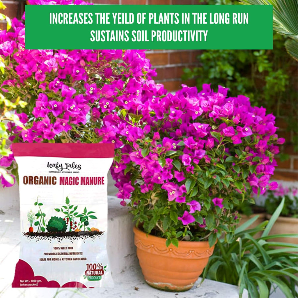 Leafy Tales Magic Manure 1kg | Organic Fertilizer for Home Garden | 100% Natural Plant Food & Soil Booster | Ideal for Succulents, Vegetables, Flowers & Indoor Plants | All-Purpose Bio Manure