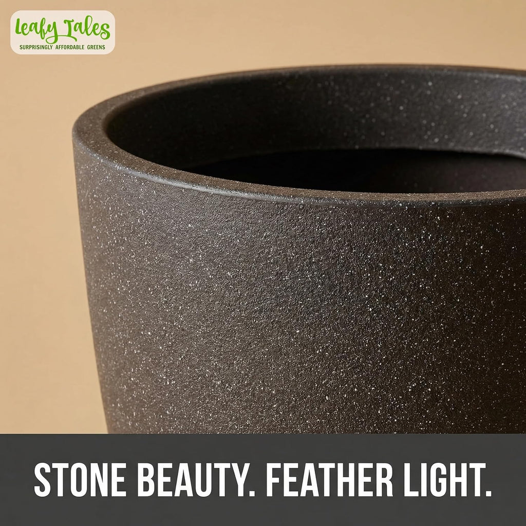 Leafy Tales Modern Round Planter for Home Décor 16 INCH, Highly Durable,Lightweight Indoor Outdoor Planter, Flower Pot Gamla,Tree Planter, Pot for Balcony Garden, Vegetables, Flowers & Greenery