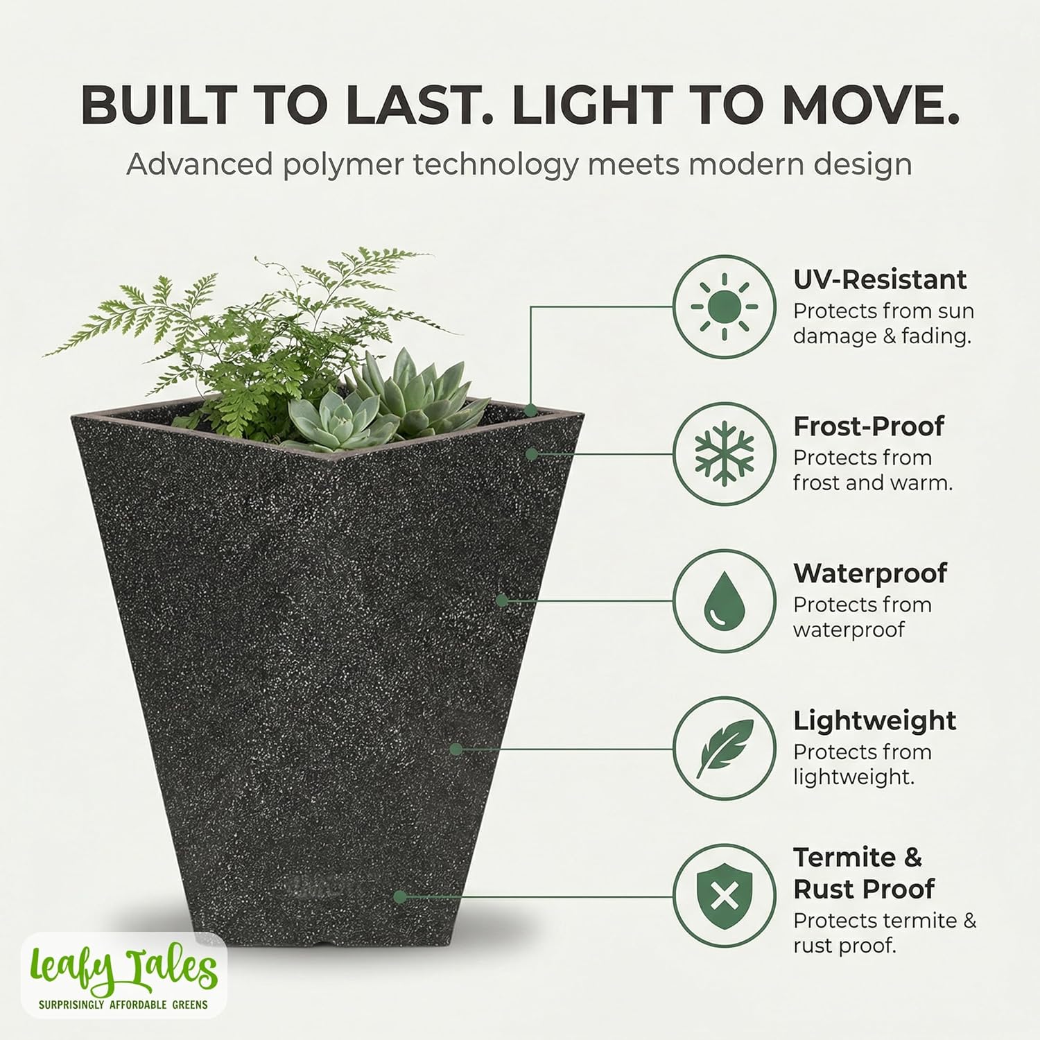 Leafy Tales Modern Diamond Tower Planter for Home Décor 19 INCH, Highly Durable,Lightweight Indoor Outdoor Planter, Flower Pot Gamla