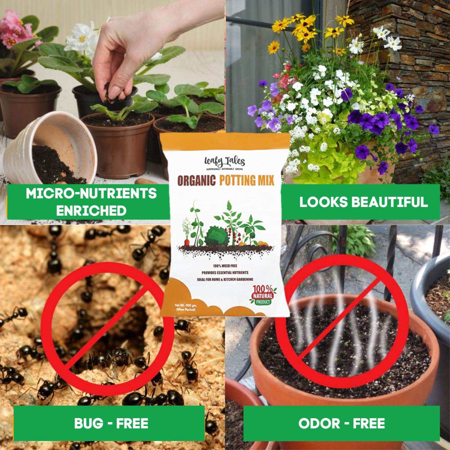 Leafy Tales Potting Soil Mix 5kg - Nutrient Enriched Formula for Faster Growth | 100% Organic & Light Weight with High Water Retention | Ideal for Flowering Plants, Herbs & Succulents