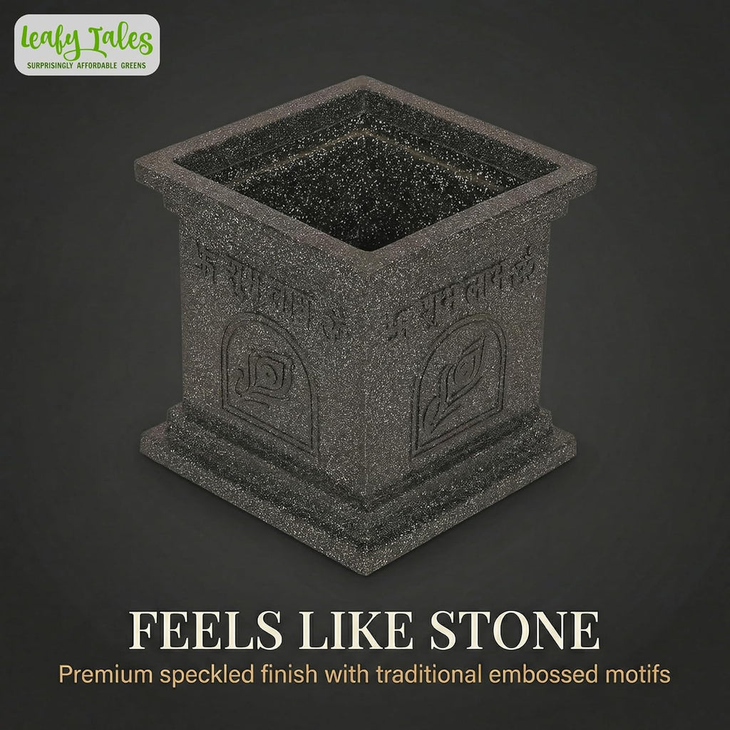 Leafy Tales Modern Greek Tulsi Pot/Planter for Home Décor 12 INCH, Highly Durable,Lightweight Indoor Outdoor Planter, Flower Pot Gamla,Tree Planter