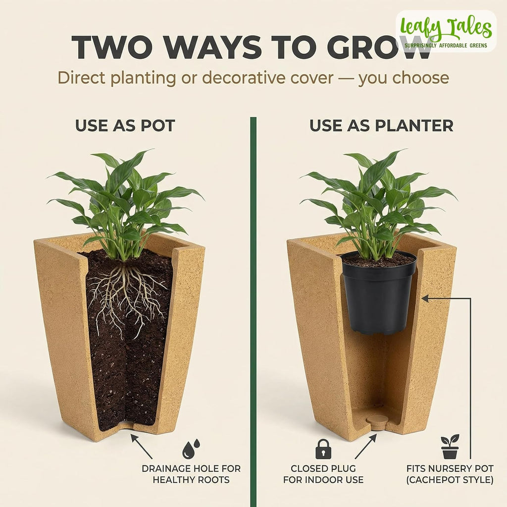 Leafy Tales Modern Roto Square Tower Planter for Home Décor 18 INCH, Highly Durable,Lightweight Indoor Outdoor Planter, Flower Pot Gamla