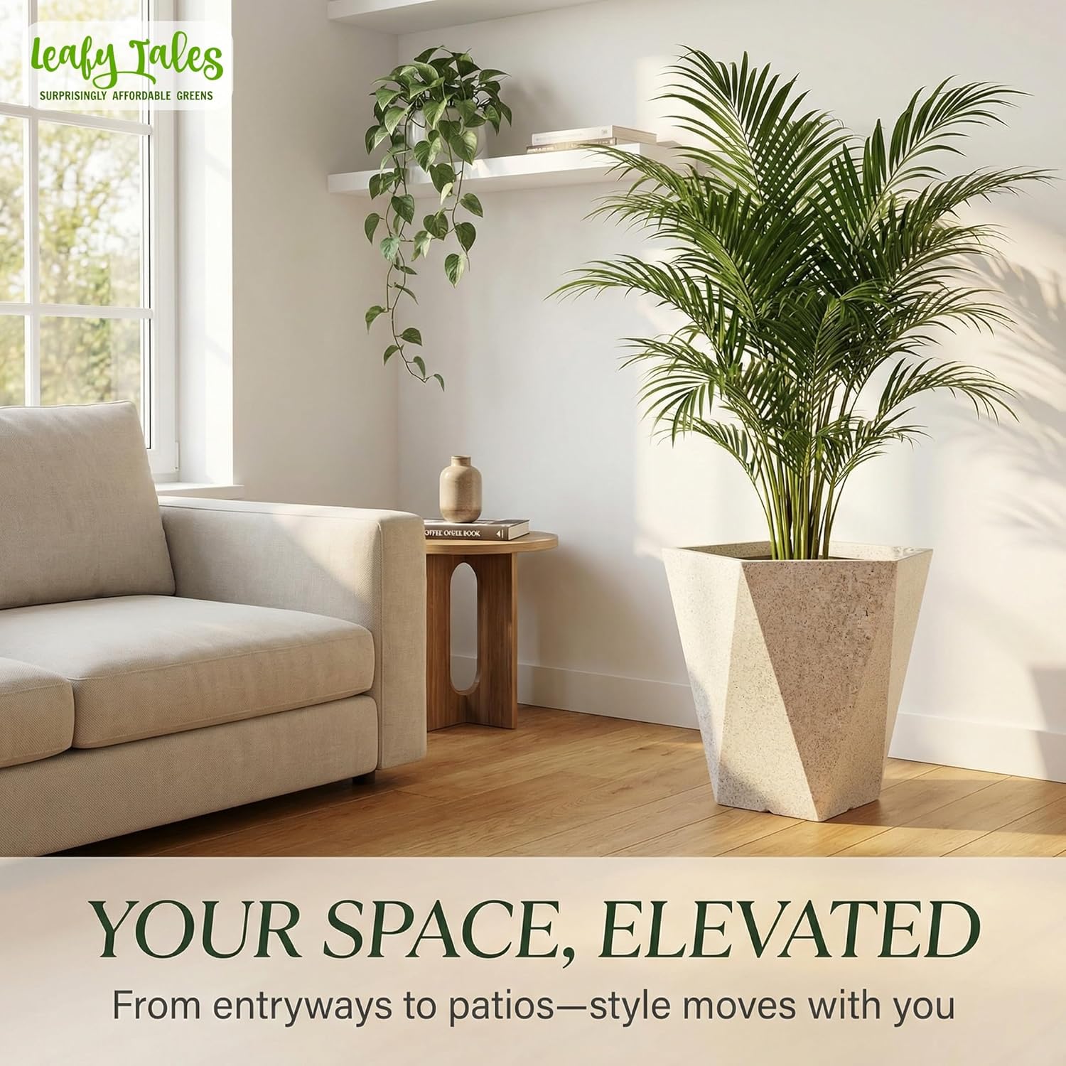 Leafy Tales Modern Diamond Tower Planter for Home Décor 19 INCH, Highly Durable,Lightweight Indoor Outdoor Planter, Flower Pot Gamla