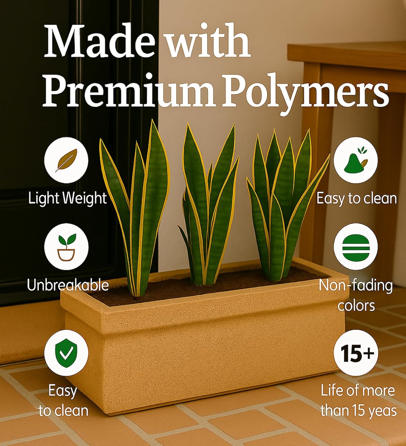 Leafy Tales Modern Rectangular Planter for Home Décor 21 INCH, Highly Durable,Lightweight Indoor Outdoor Planter, Flower Pot Gamla,Tree Planter, Pot for Balcony Garden, Vegetables, Flowers & Greenery
