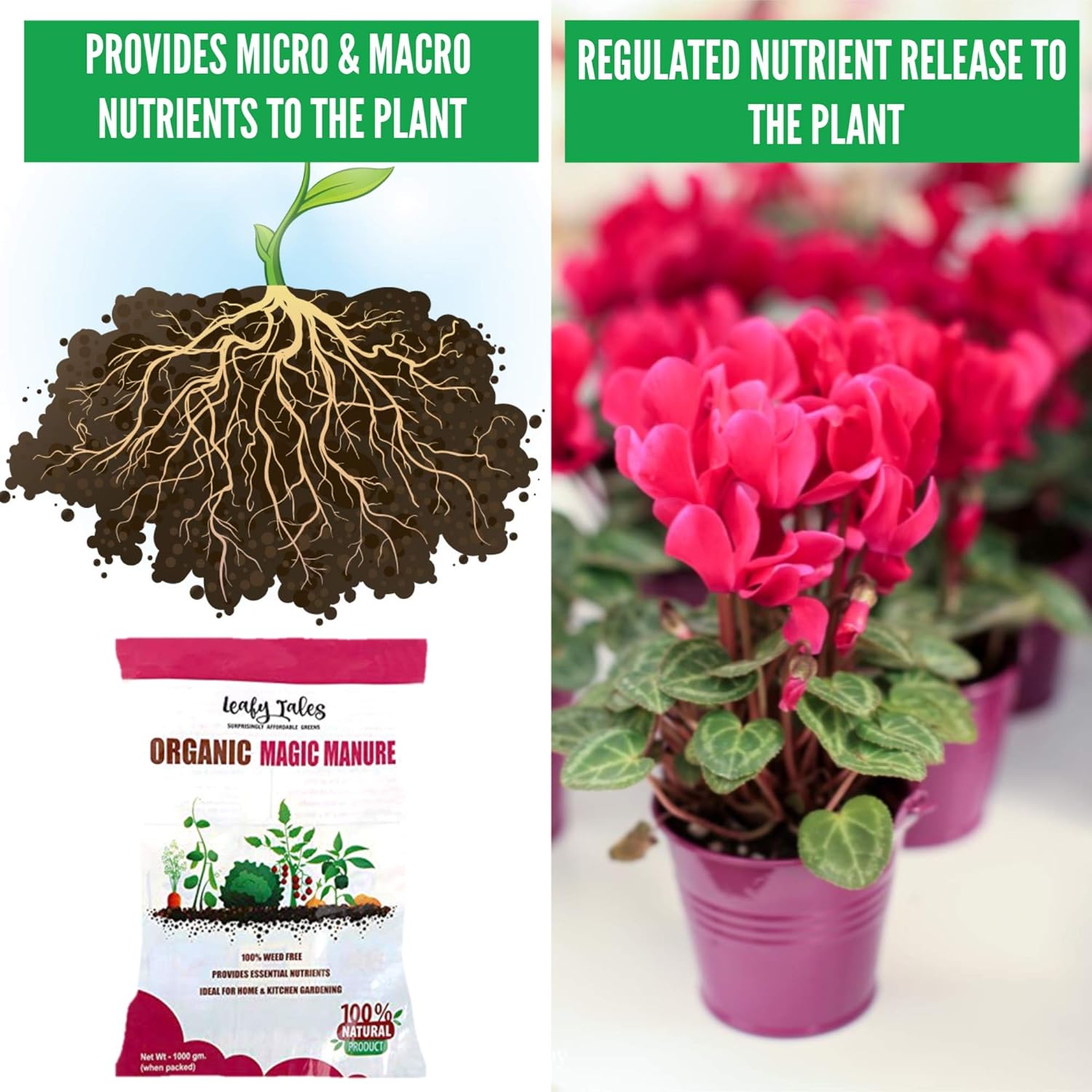 Leafy Tales Magic Manure 1kg | Organic Fertilizer for Home Garden | 100% Natural Plant Food & Soil Booster | Ideal for Succulents, Vegetables, Flowers & Indoor Plants | All-Purpose Bio Manure
