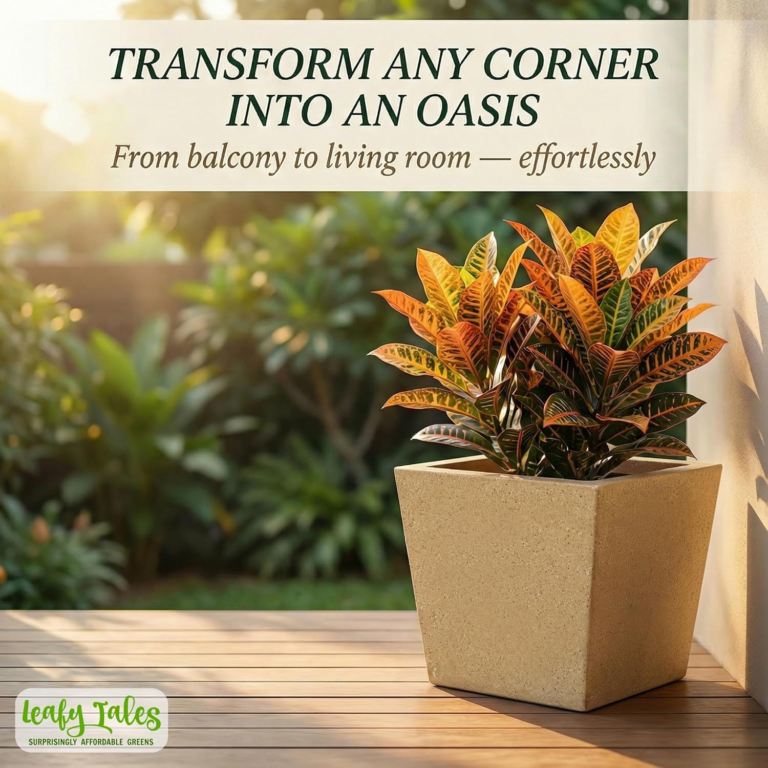 Leafy Tales Modern Square Planter for Home Decor 17 INCH, Highly Durable,Lightweight Indoor Outdoor Planter, Flower Pot Gamla,Tree Planter, Pot for Balcony Garden, Vegetables, Flowers & Greenery