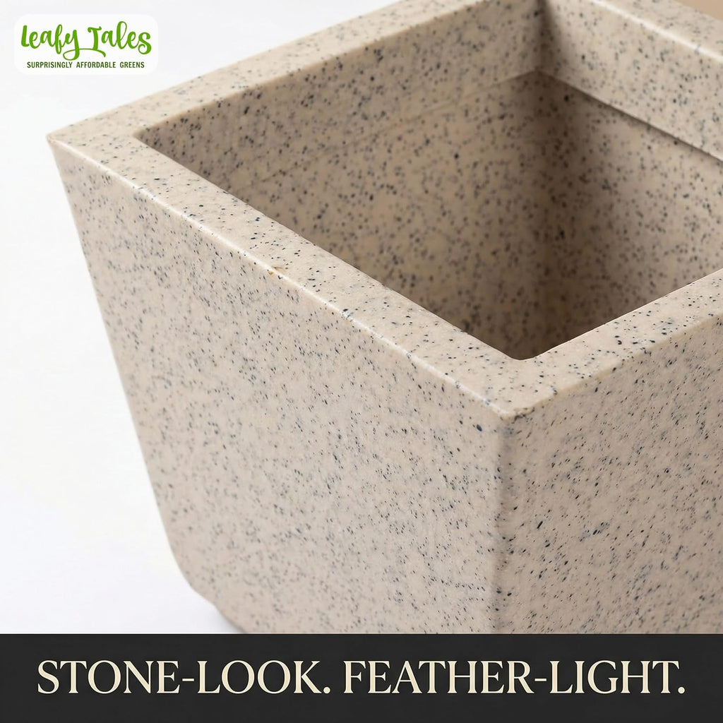 Leafy Tales Modern Square Planter for Home Decor 12 INCH, Highly Durable,Lightweight Indoor Outdoor Planter, Flower Pot Gamla,Tree Planter, Pot for Balcony Garden, Vegetables, Flowers & Greenery