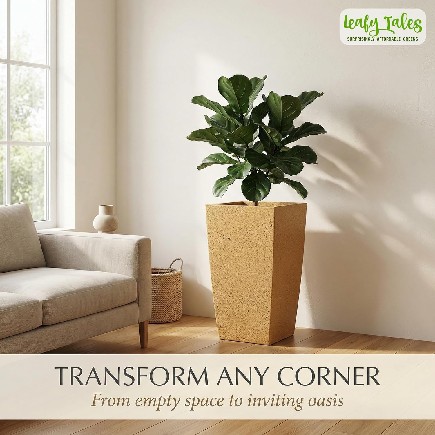 Leafy Tales Modern Roto Square Tower Planter for Home Décor 18 INCH, Highly Durable,Lightweight Indoor Outdoor Planter, Flower Pot Gamla