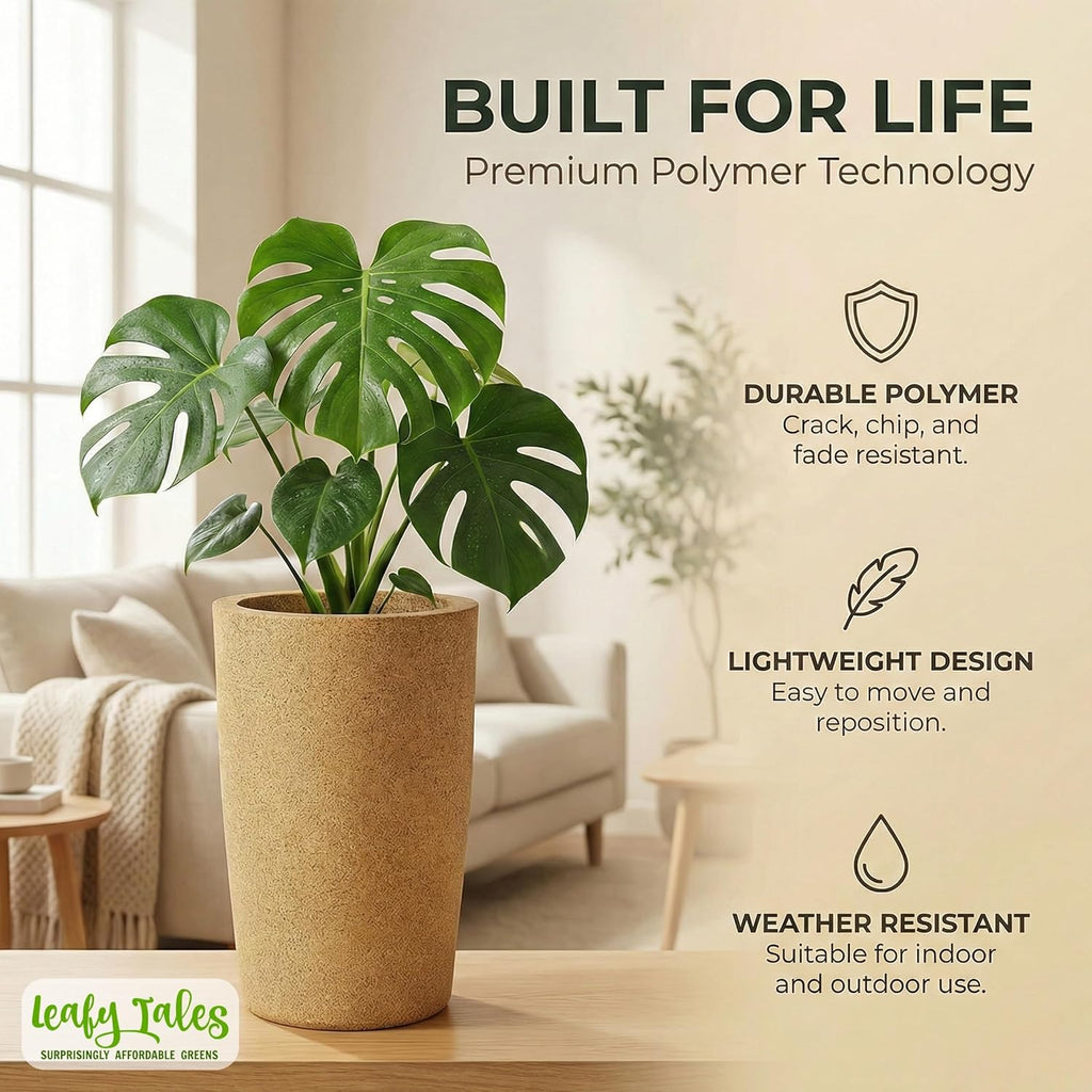 Leafy Tales Modern Round Tower Planter for Home Décor 18 INCH, Highly Durable,Lightweight Indoor Outdoor Planter, Flower Pot Gamla, Pot for Balcony Garden, Vegetables, Flowers & Greenery