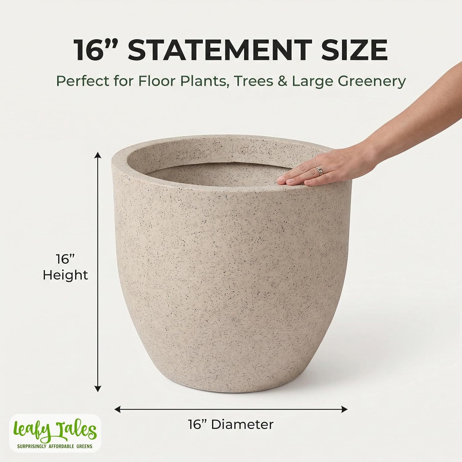 Leafy Tales Modern Round Planter for Home Décor 16 INCH, Highly Durable,Lightweight Indoor Outdoor Planter, Flower Pot Gamla,Tree Planter, Pot for Balcony Garden, Vegetables, Flowers & Greenery
