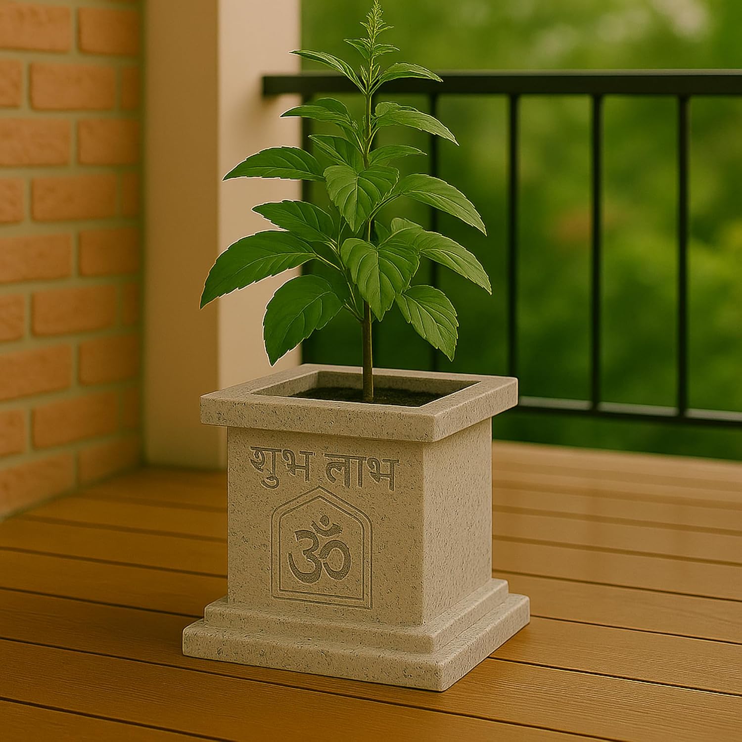Leafy Tales Modern Greek Tulsi Pot/Planter for Home Décor 10 INCH, Highly Durable,Lightweight Indoor Outdoor Planter, Flower Pot Gamla,Tree Planter