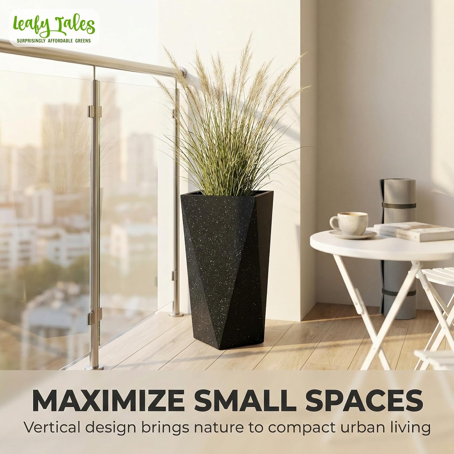 Leafy Tales Modern Diamond Tower Planter for Home Décor 19 INCH, Highly Durable,Lightweight Indoor Outdoor Planter, Flower Pot Gamla