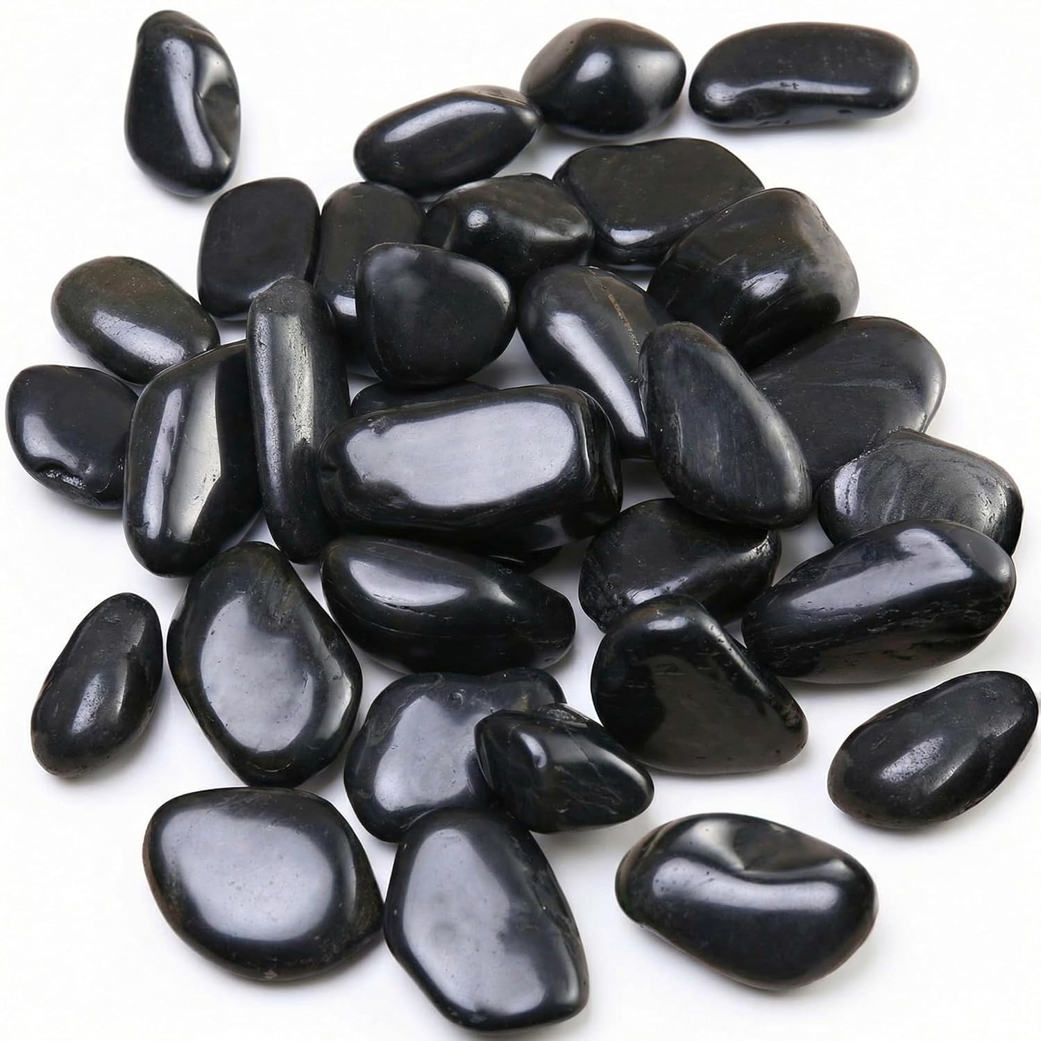 Leafy Tales Black Polished Marble Stone Pebbles for Home & Garden Decoration|Plants & Pots|Art & Craft|Aquarium Vase Filler | White Polish 500 GMS