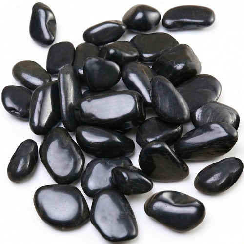 Leafy Tales Black Polished Marble Stone Pebbles for Home & Garden Decoration|Plants & Pots|Art & Craft|Aquarium Vase Filler | White Polish 500 GMS