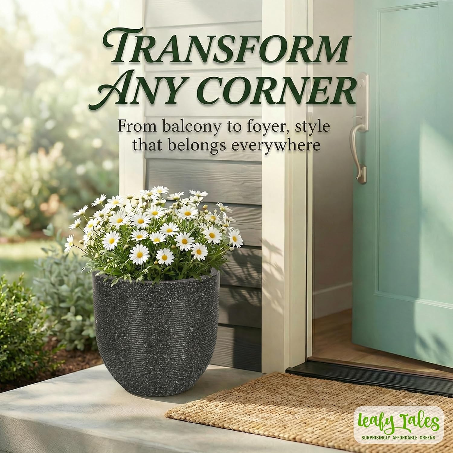 Leafy Tales Modern Greek Round Planter for Home Décor 12 INCH, Highly Durable,Lightweight Indoor Outdoor Planter, Flower Pot Gamla,Tree Planter, Pot for Balcony Garden, Vegetables, Flowers & Greenery