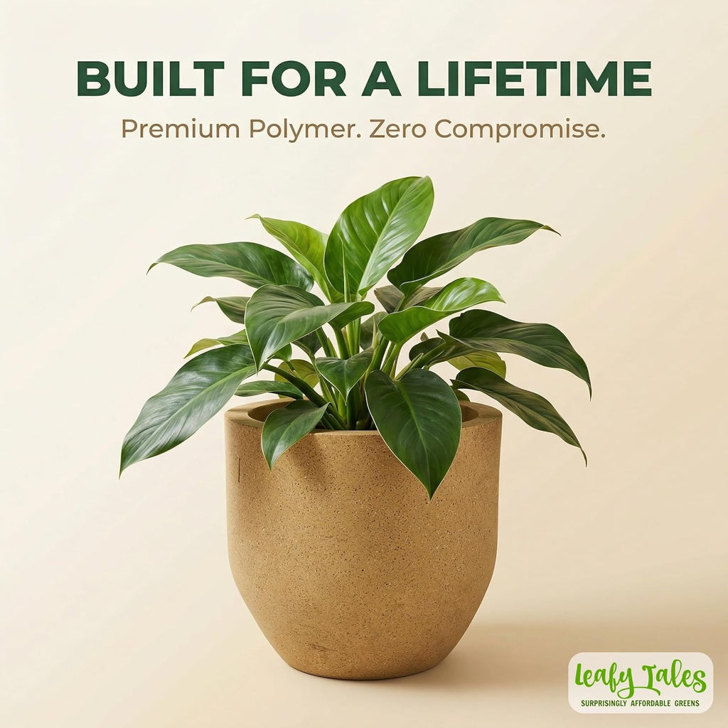 Leafy Tales Modern Round Planter for Home Décor 14 INCH, Highly Durable,Lightweight Indoor Outdoor Planter, Flower Pot Gamla,Tree Planter, Pot for Balcony Garden, Vegetables, Flowers & Greenery