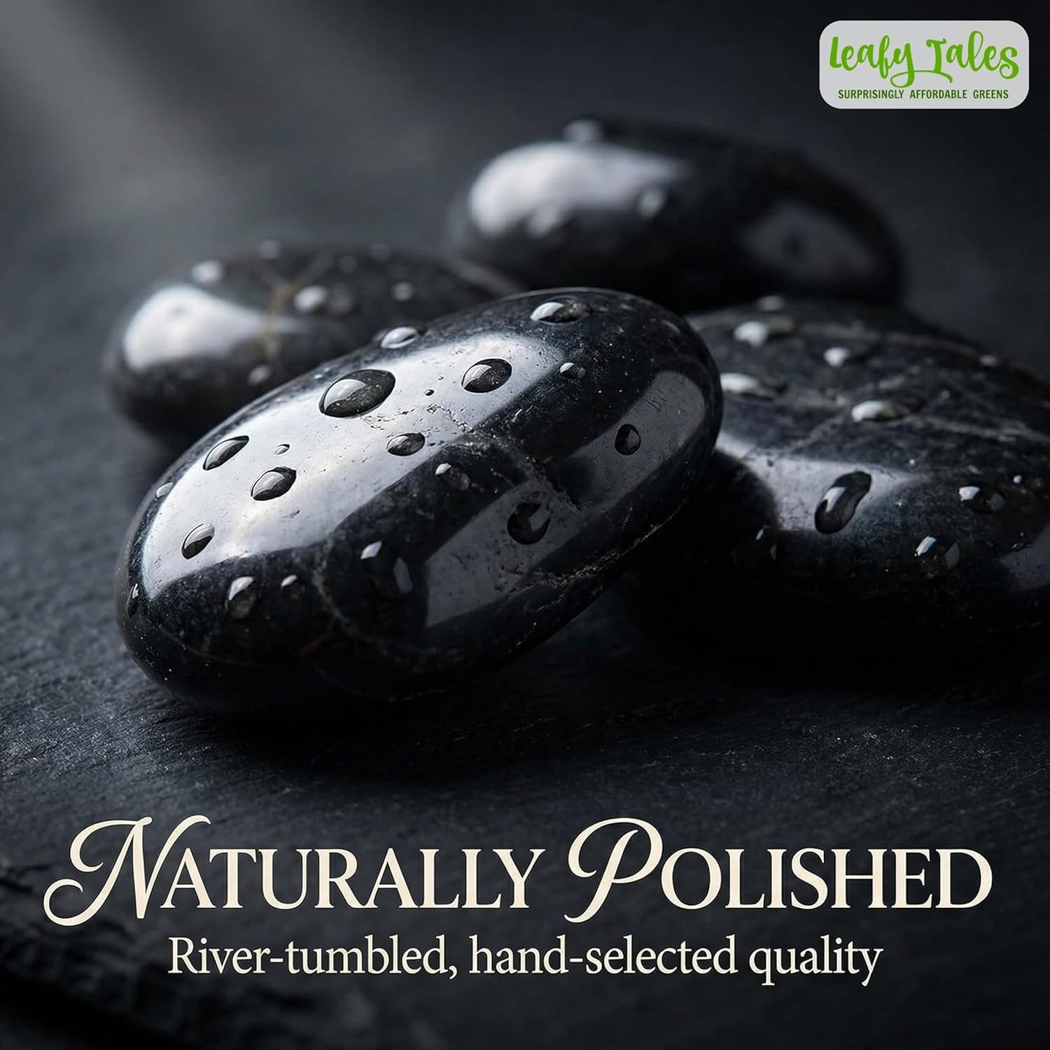 Leafy Tales Black Polished Marble Stone Pebbles for Home & Garden Decoration|Plants & Pots|Art & Craft|Aquarium Vase Filler | White Polish 500 GMS