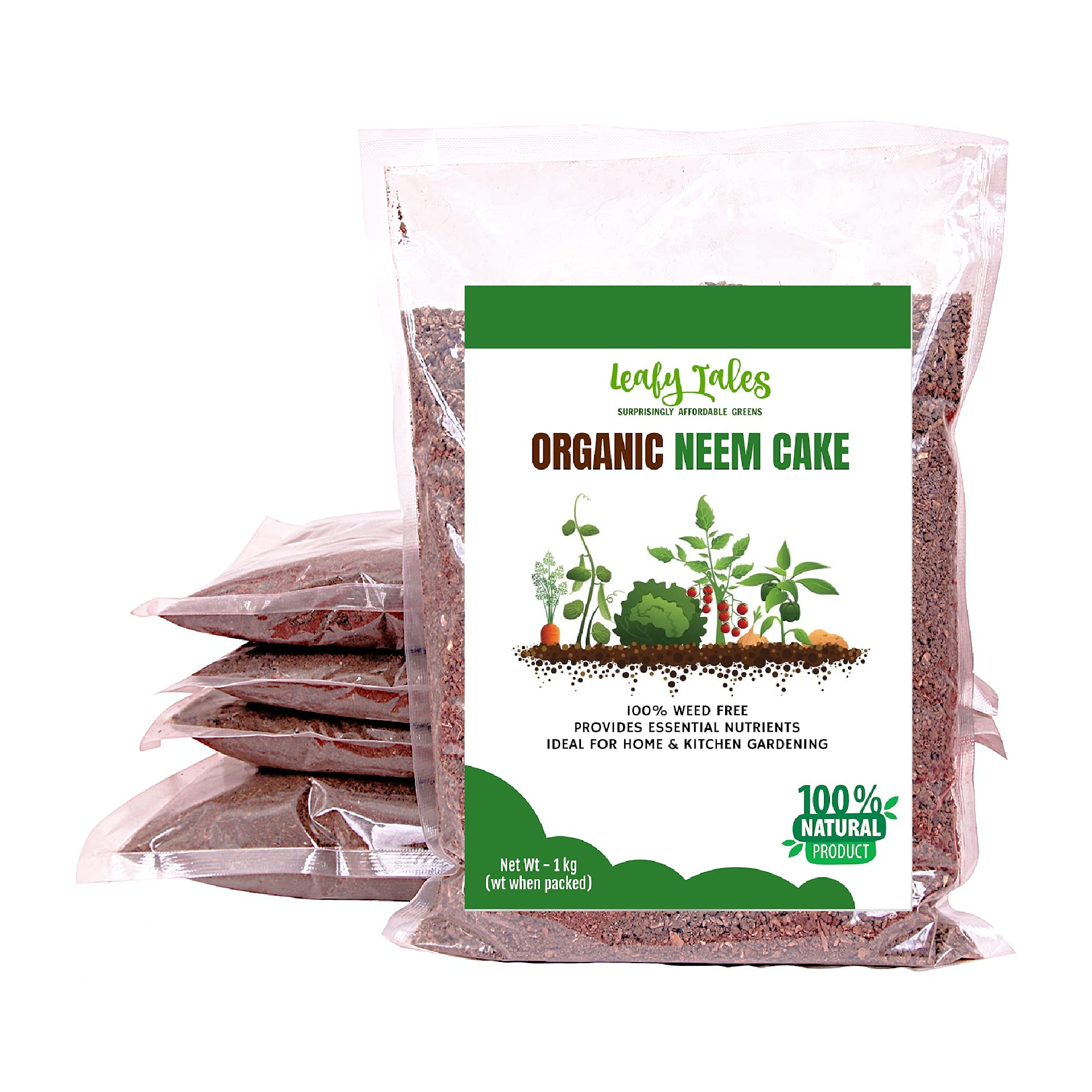 Leafy Tales Organic Neem Cake Powder for Plants 2kg - 100% Natural Neem Khali Fertilizer & Pest Repellent | Soil Conditioner & Growth Booster for Indoor and Outdoor Home Garden