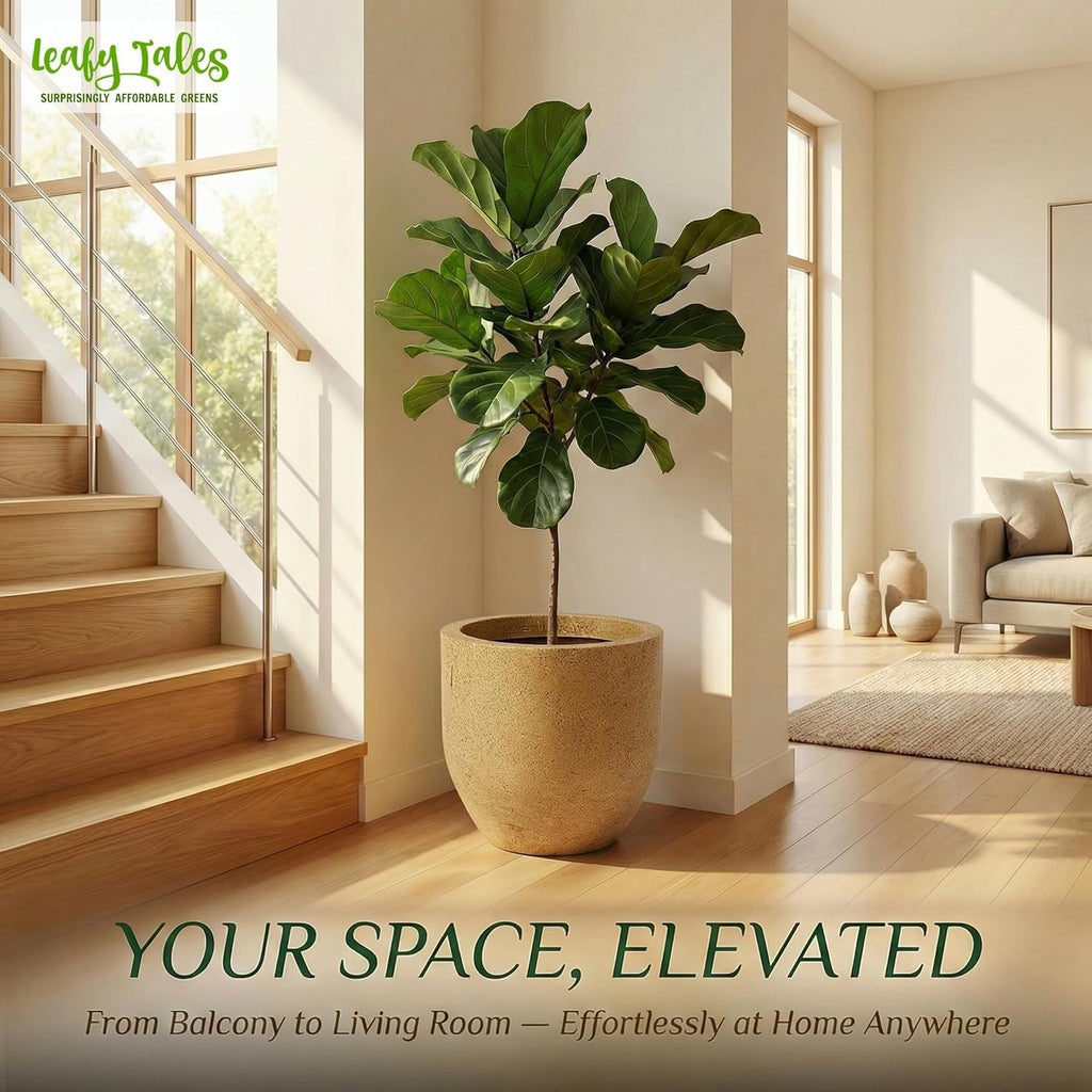 Leafy Tales Modern Round Planter for Home Décor 14 INCH, Highly Durable,Lightweight Indoor Outdoor Planter, Flower Pot Gamla,Tree Planter, Pot for Balcony Garden, Vegetables, Flowers & Greenery