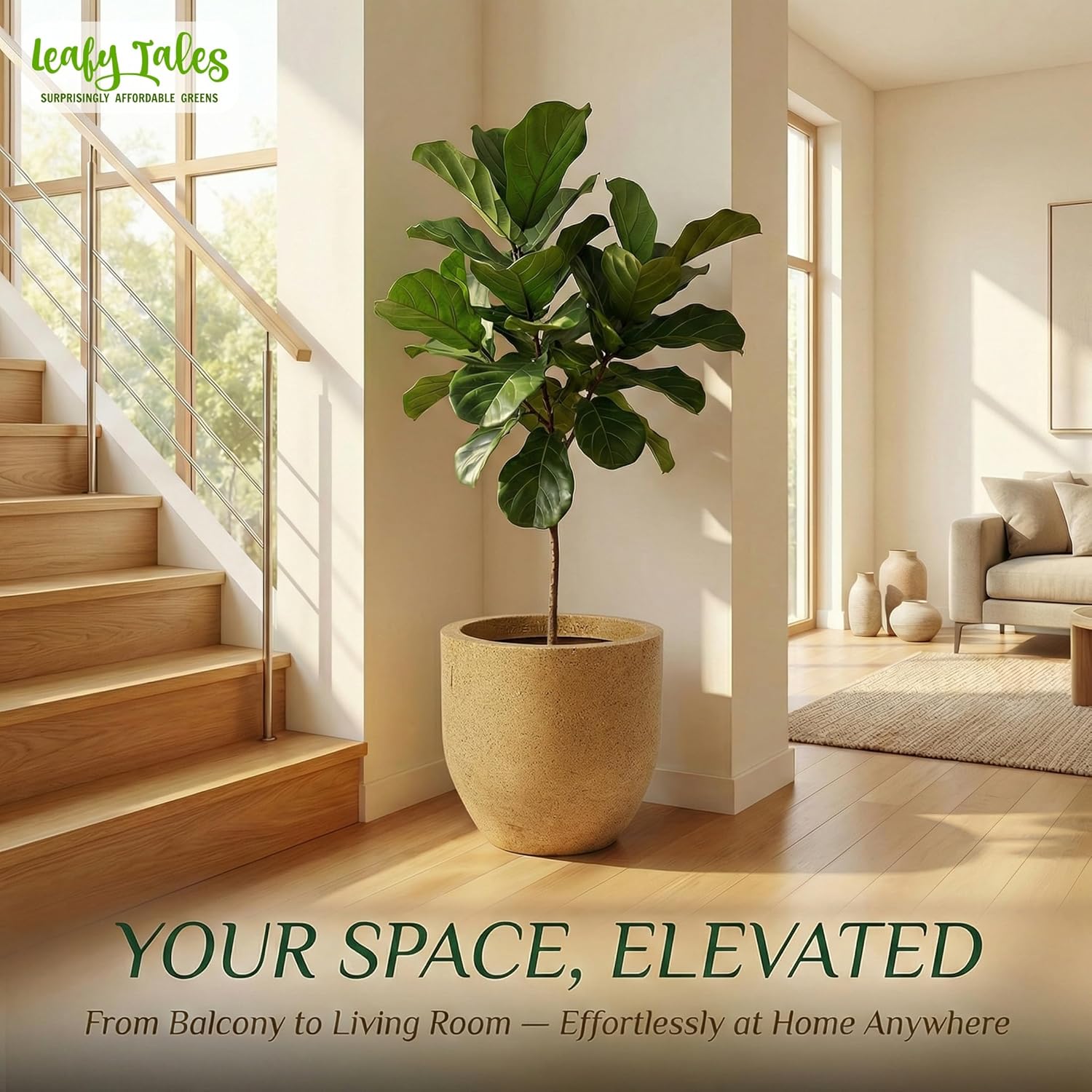 Leafy Tales Modern Round Planter for Home Décor 14 INCH, Highly Durable,Lightweight Indoor Outdoor Planter, Flower Pot Gamla,Tree Planter, Pot for Balcony Garden, Vegetables, Flowers & Greenery