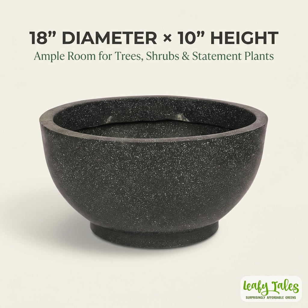 Leafy Tales Modern Round Planter for Home Décor 18 INCH, Highly Durable,Lightweight Indoor Outdoor Planter, Flower Pot Gamla,Tree Planter, Pot for Balcony Garden, Vegetables, Flowers & Greenery