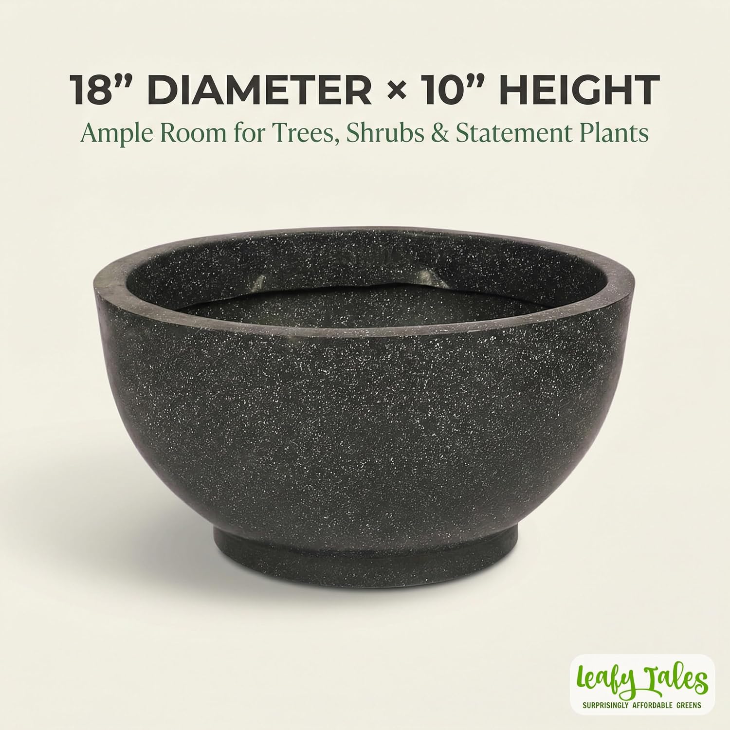 Leafy Tales Modern Round Planter for Home Décor 18 INCH, Highly Durable,Lightweight Indoor Outdoor Planter, Flower Pot Gamla,Tree Planter, Pot for Balcony Garden, Vegetables, Flowers & Greenery