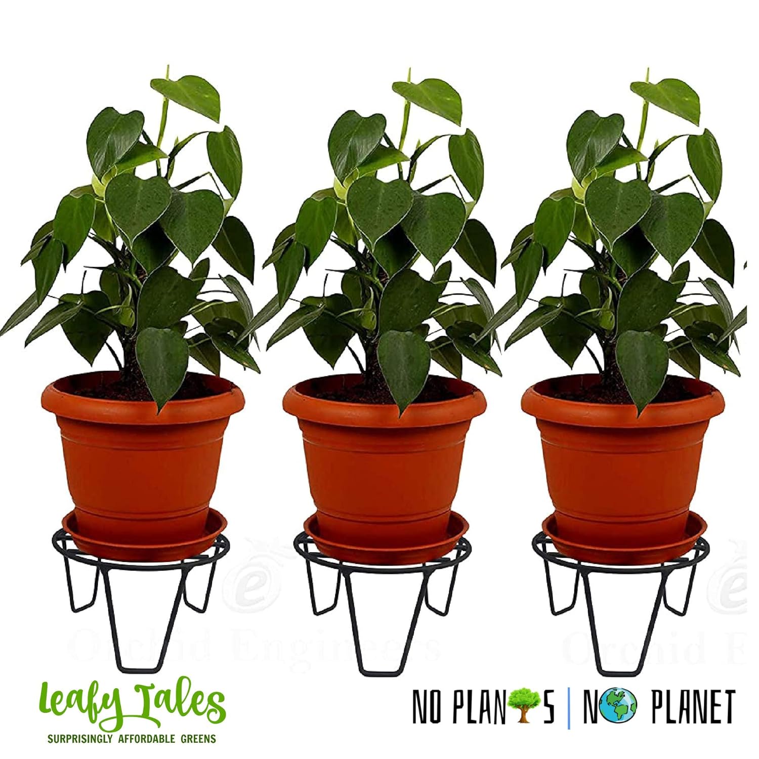 Leafy Tales Round Metal Plant Stand for Outdoor Balcony, Set of 7 ,20*20*10cm| Black Round Flower Pot Stand for Home Garden | Heavy-Duty Iron Gamla Stand for Balcony, Terrace & Living Room | Rust-Resistant Outdoor Pot Holder