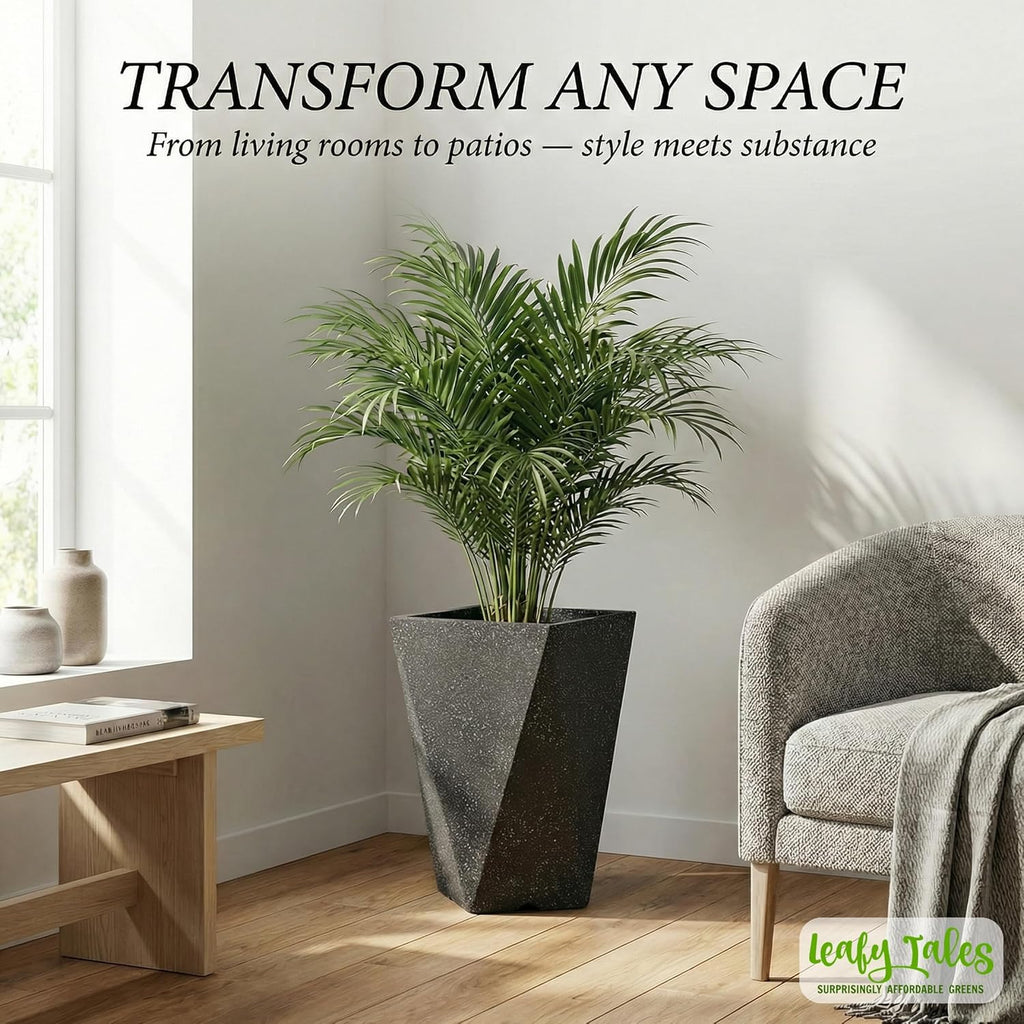 Leafy Tales Modern Diamond Tower Planter for Home Décor 12 INCH, Highly Durable,Lightweight Indoor Outdoor Planter, Flower Pot Gamla
