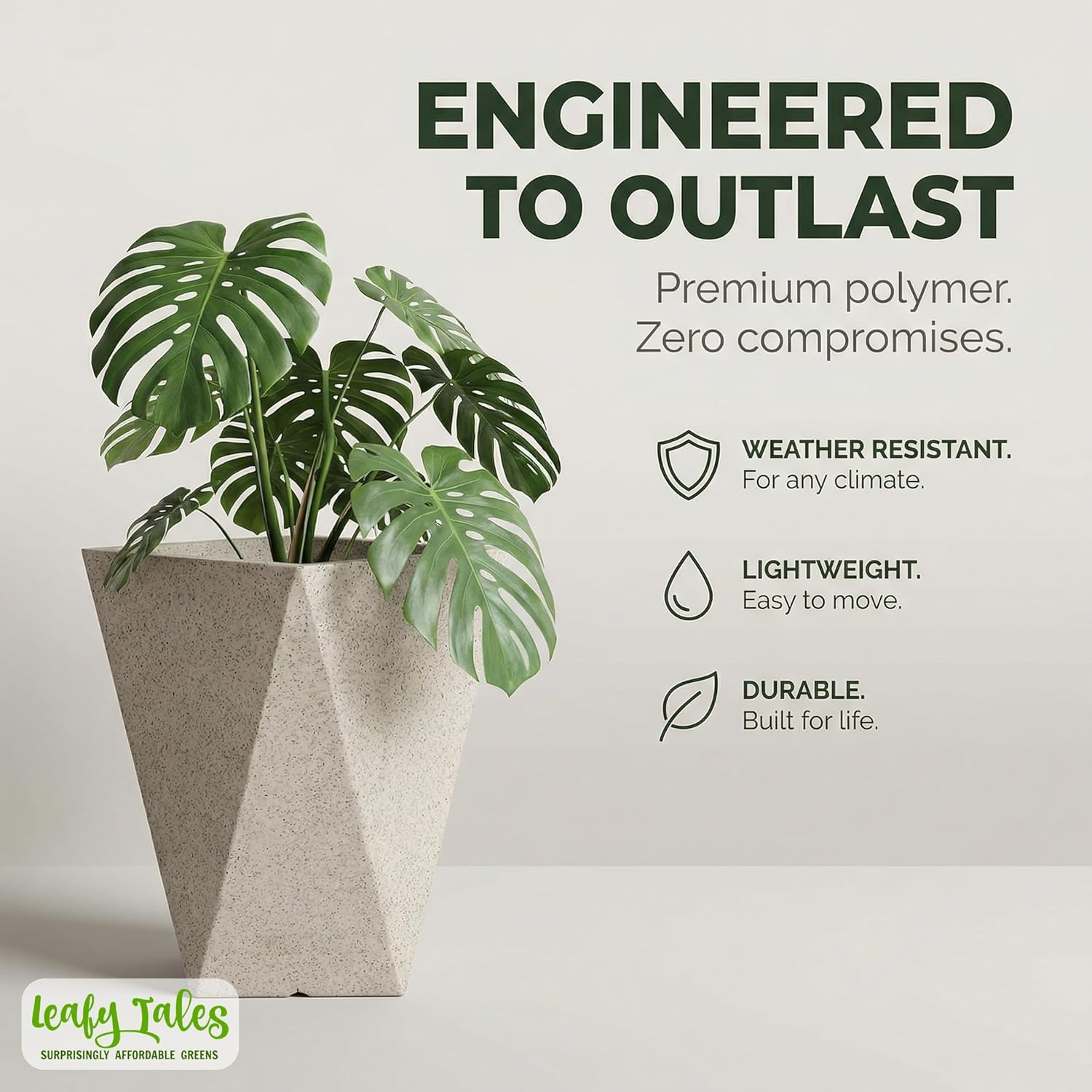 Leafy Tales Modern Diamond Tower Planter for Home Décor 19 INCH, Highly Durable,Lightweight Indoor Outdoor Planter, Flower Pot Gamla
