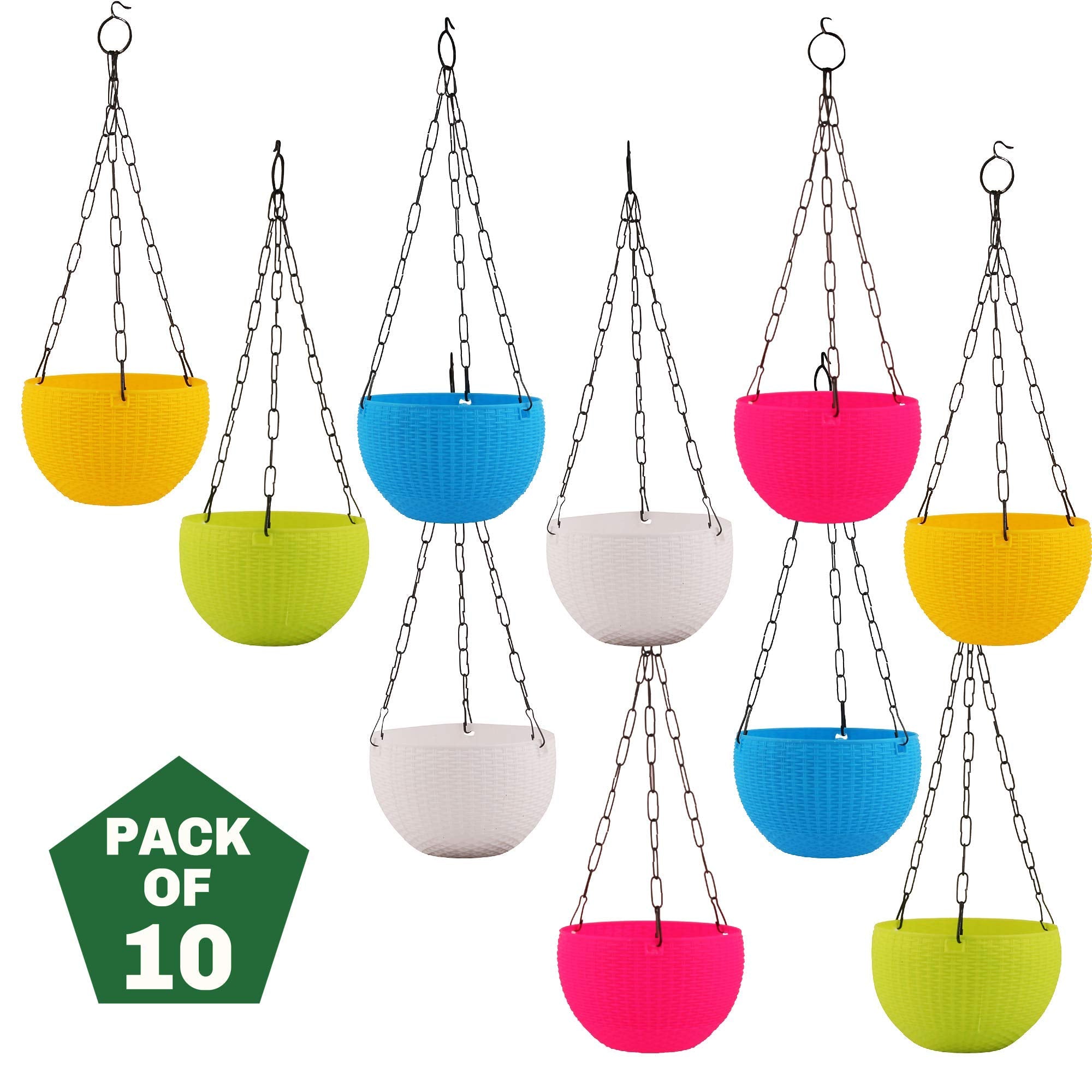 Leafy Tales Plastic Hanging Hook Pots (Set of 1, Yellow) Durable Railing Planters for Balcony, Window Grill & Fence - Detachable Hook Flower Pots for Indoor & Outdoor Vertical Gardening