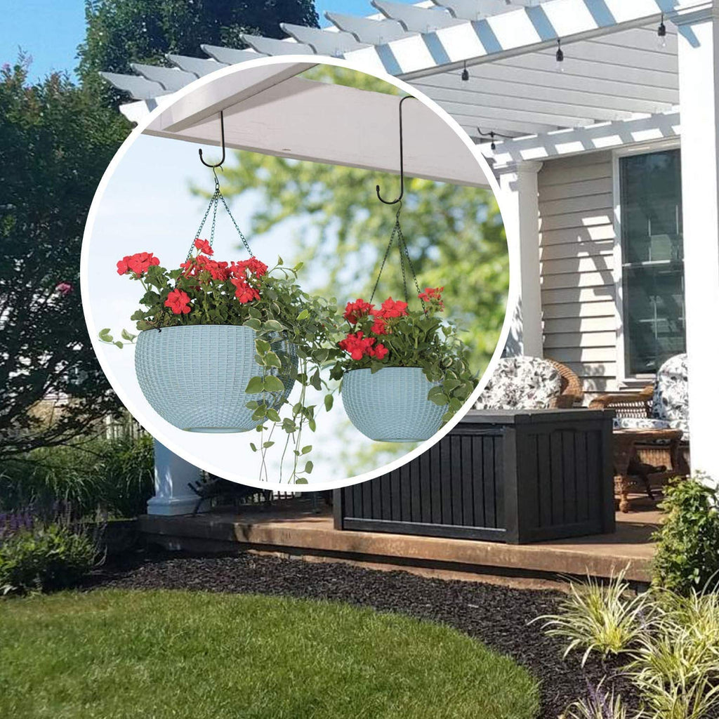 Leafy Tales 10-Inch Heavy Duty Metal S Hooks (Pack of 6) - Large Black S-Shaped Hanging Hooks for Plant Baskets, Bird Feeders, Pots & Pans | Rust-Proof Iron Utility Hooks for Home & Garden