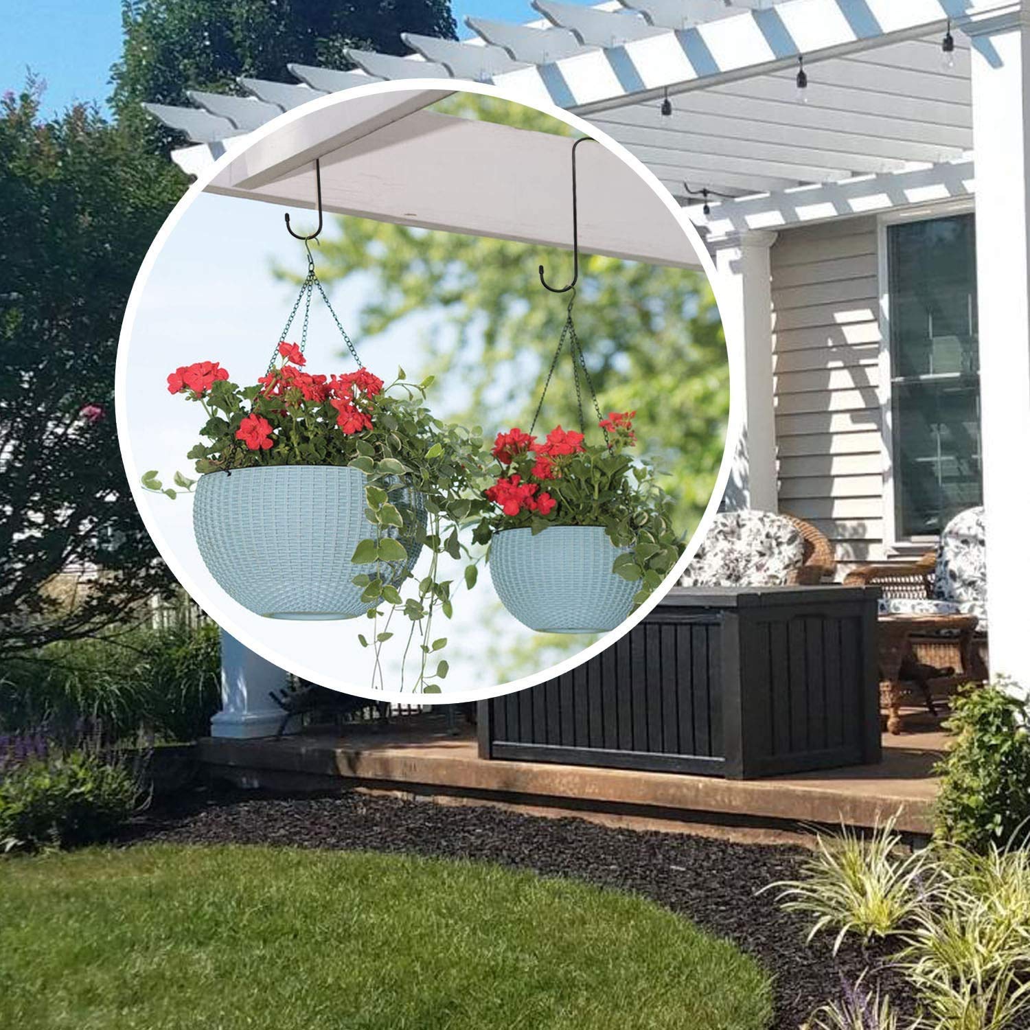 Leafy Tales 10-Inch Heavy Duty Metal S Hooks (Pack of 6) - Large Black S-Shaped Hanging Hooks for Plant Baskets, Bird Feeders, Pots & Pans | Rust-Proof Iron Utility Hooks for Home & Garden