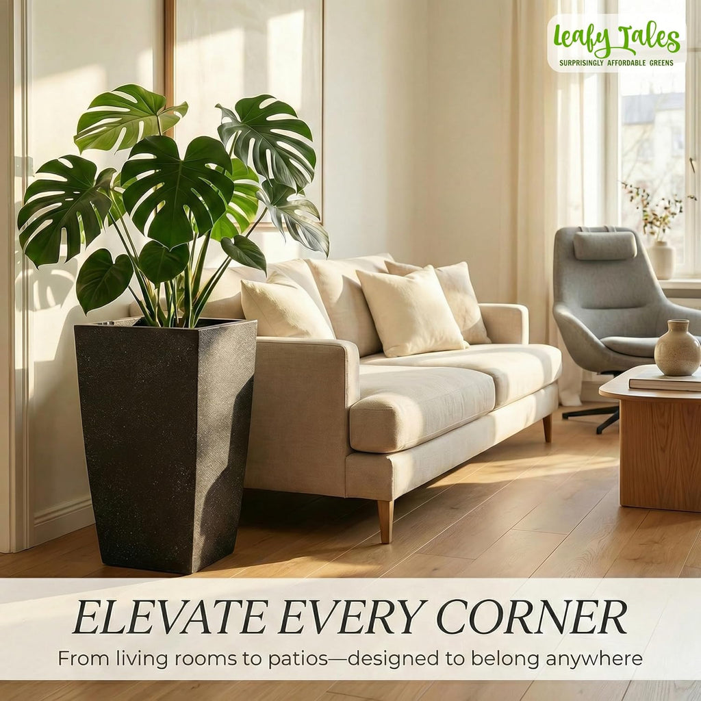 Leafy Tales Modern Roto Square Tower Planter for Home Décor 18 INCH, Highly Durable,Lightweight Indoor Outdoor Planter, Flower Pot Gamla