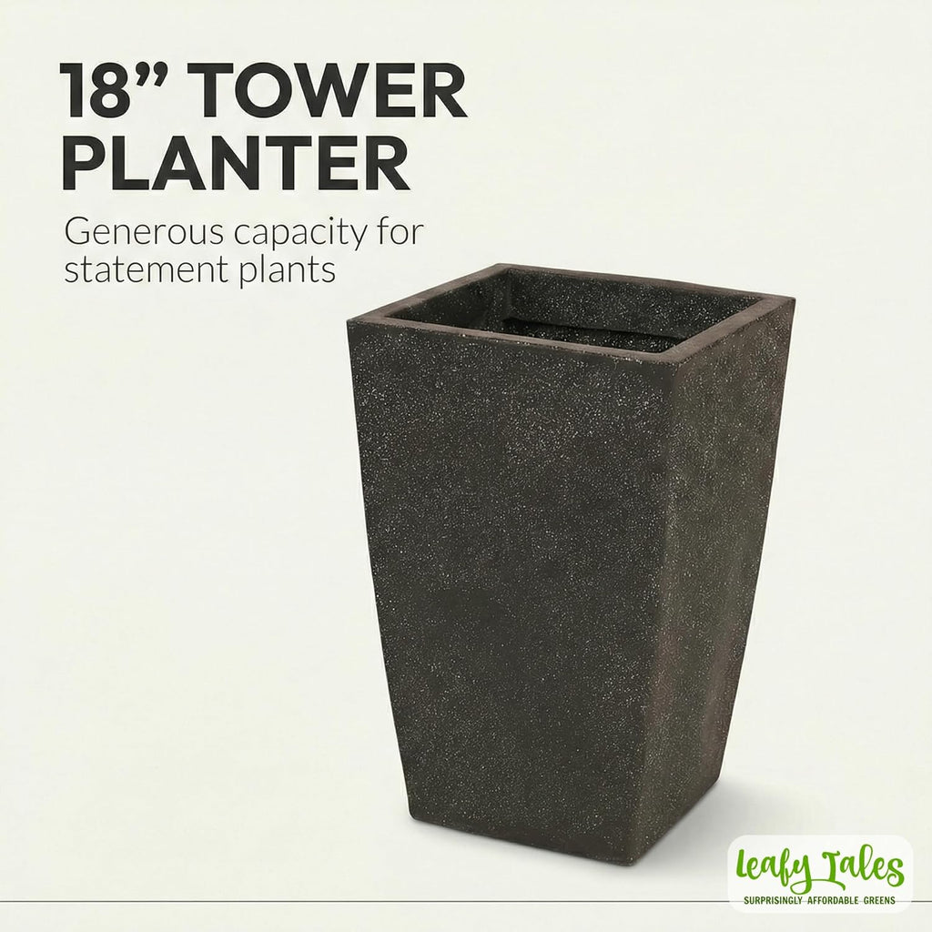 Leafy Tales Modern Roto Square Tower Planter for Home Décor 18 INCH, Highly Durable,Lightweight Indoor Outdoor Planter, Flower Pot Gamla