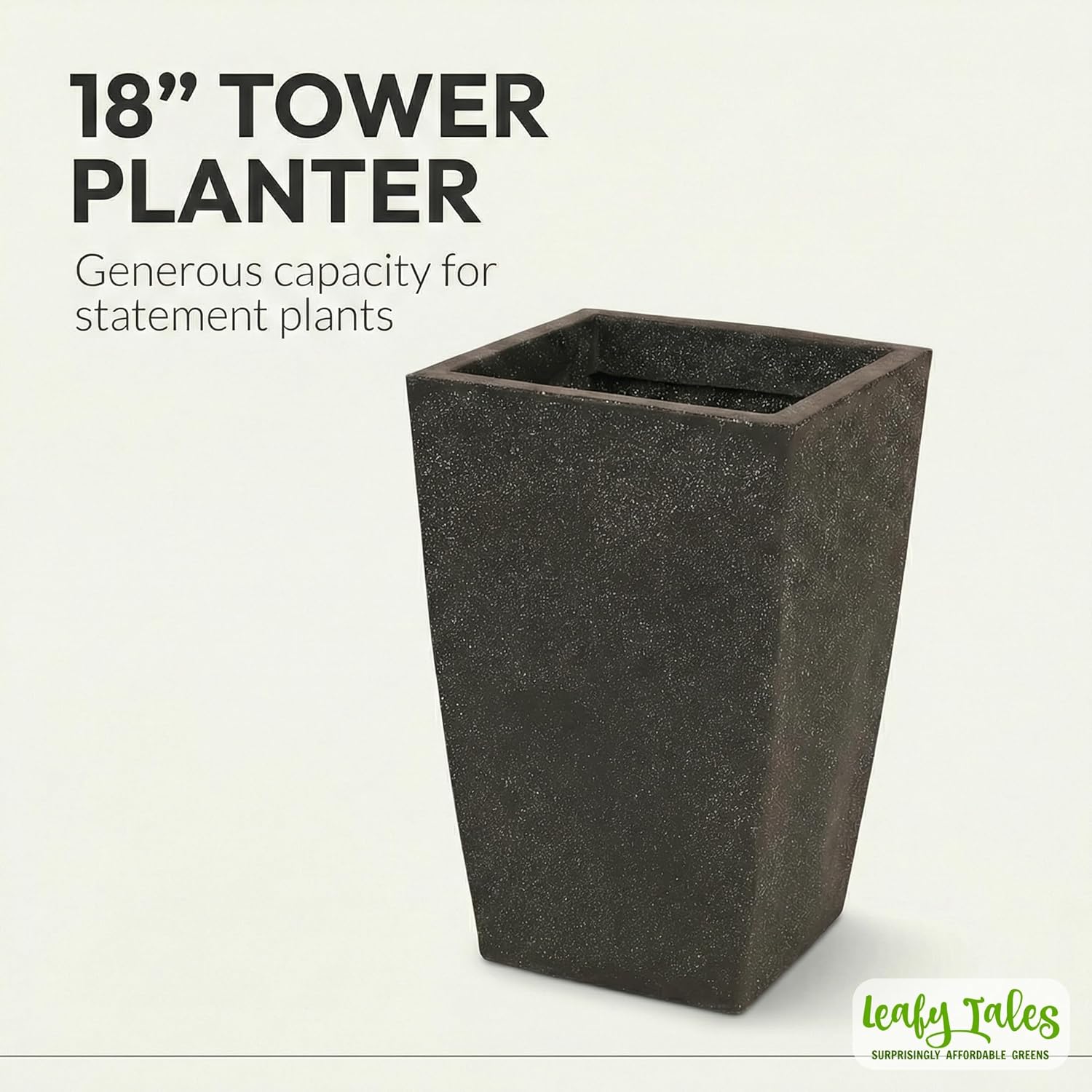 Leafy Tales Modern Roto Square Tower Planter for Home Décor 18 INCH, Highly Durable,Lightweight Indoor Outdoor Planter, Flower Pot Gamla