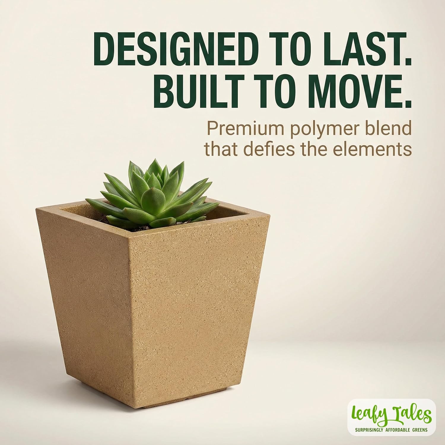 Leafy Tales Modern Square Planter for Home Decor 17 INCH, Highly Durable,Lightweight Indoor Outdoor Planter, Flower Pot Gamla,Tree Planter, Pot for Balcony Garden, Vegetables, Flowers & Greenery