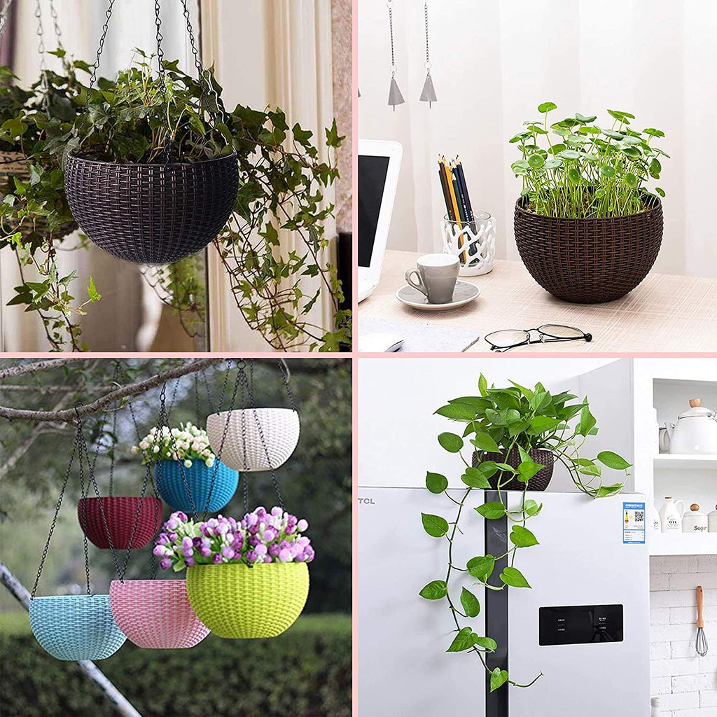 Leafy Tales Plastic Hanging Hook Pots (Set of 1,Blue) Durable Railing Planters for Balcony, Window Grill & Fence - Detachable Hook Flower Pots for Indoor & Outdoor Vertical Gardening