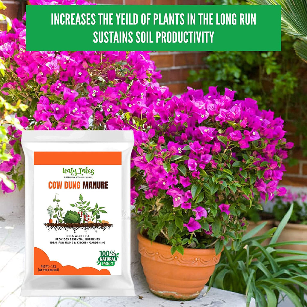 Leafy Tales Organic Cow Dung Manure for Plants 2kg - Fully Decomposed & Odorless Gobar ki Khad for Home Garden | Nutrient-Rich Organic Fertilizer & Soil Enricher for Flowers & Vegetables
