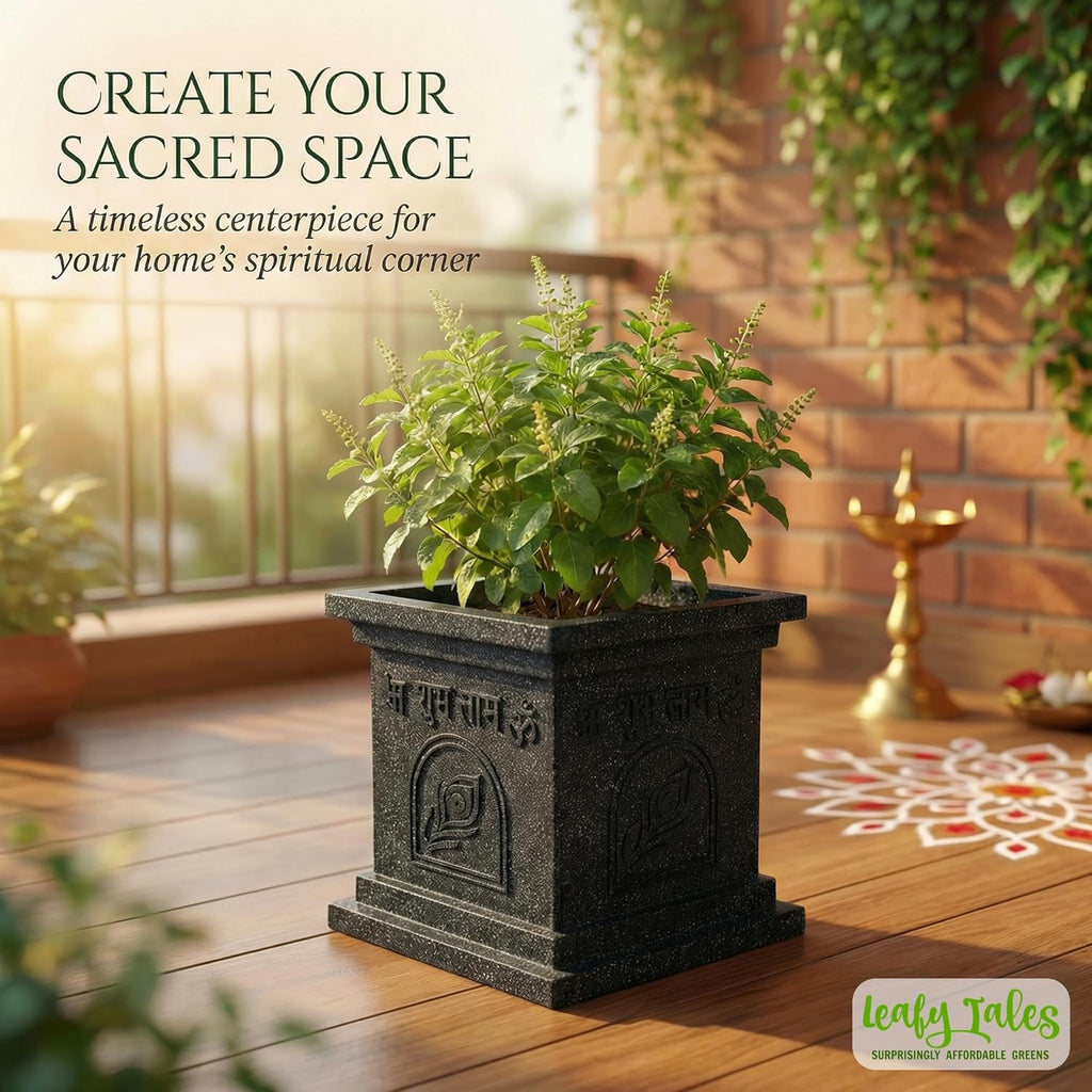 Leafy Tales Modern Greek Tulsi Pot/Planter for Home Décor 12 INCH, Highly Durable,Lightweight Indoor Outdoor Planter, Flower Pot Gamla,Tree Planter